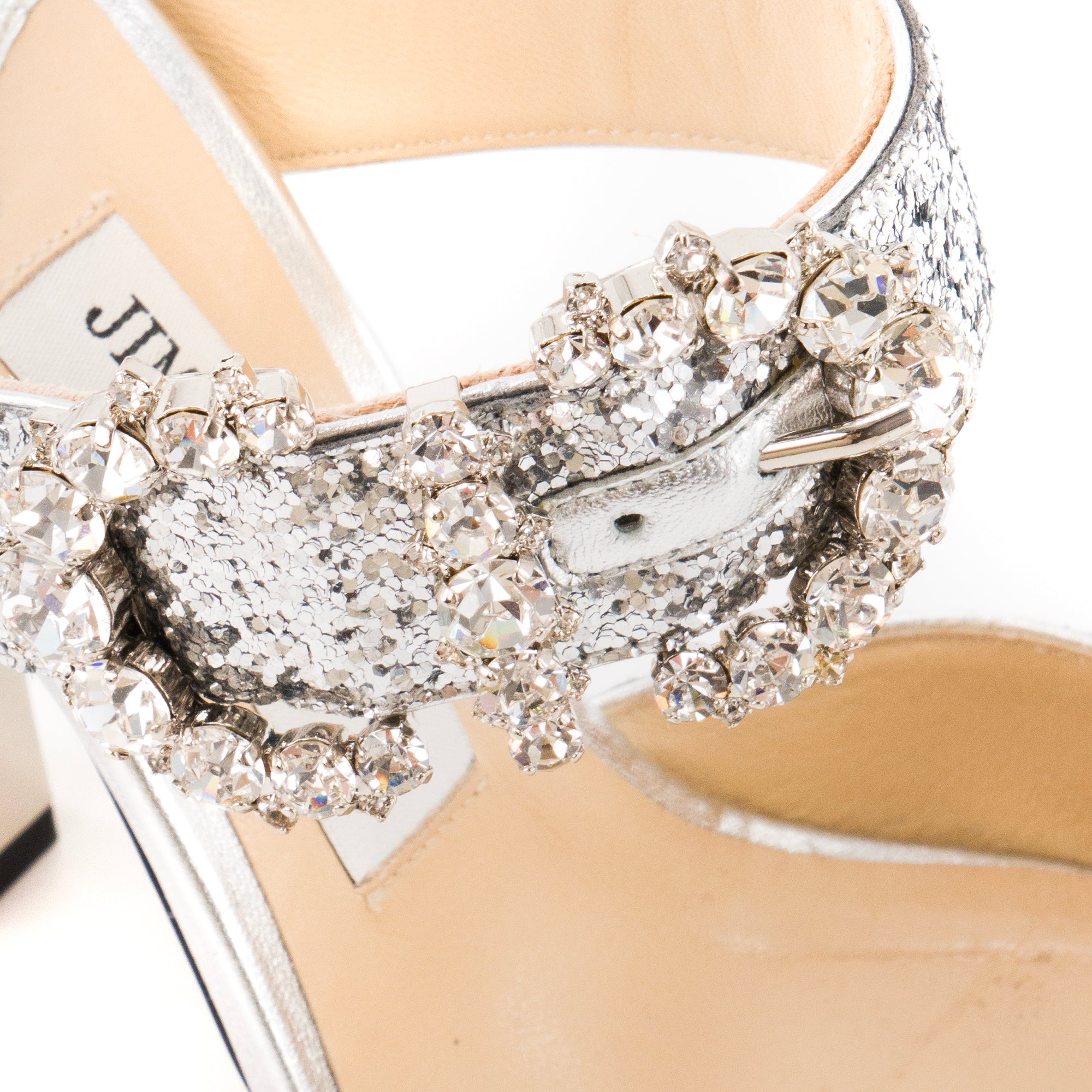JIMMY CHOO - Escarpins Smokey Jimmy Choo en cuir et paillettes argentées (T36,5)