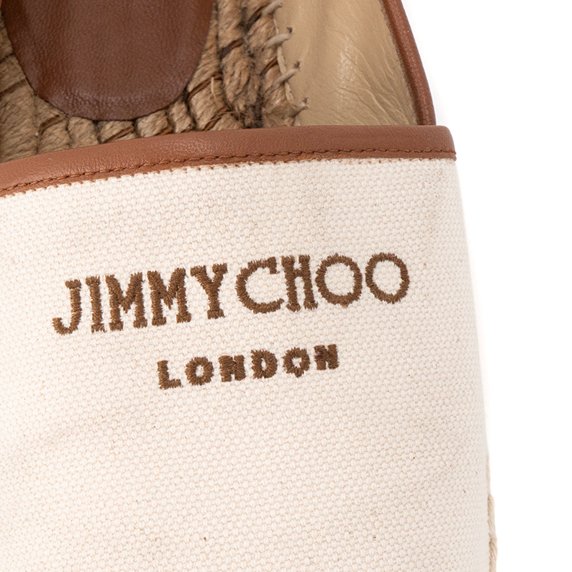 JIMMY CHOO - Espadrilles Jimmy Choo en toile et raphia beige (T41)