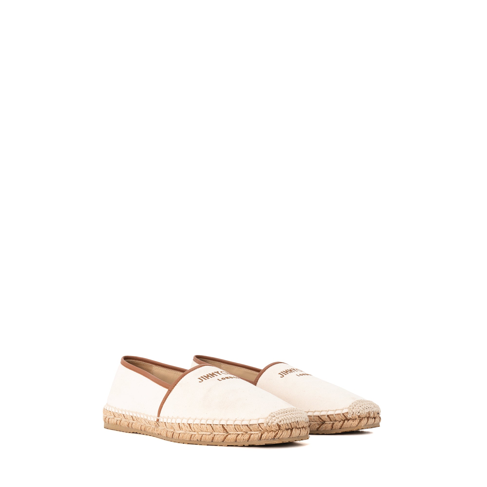 JIMMY CHOO - Espadrilles Jimmy Choo en toile et raphia beige (T41)