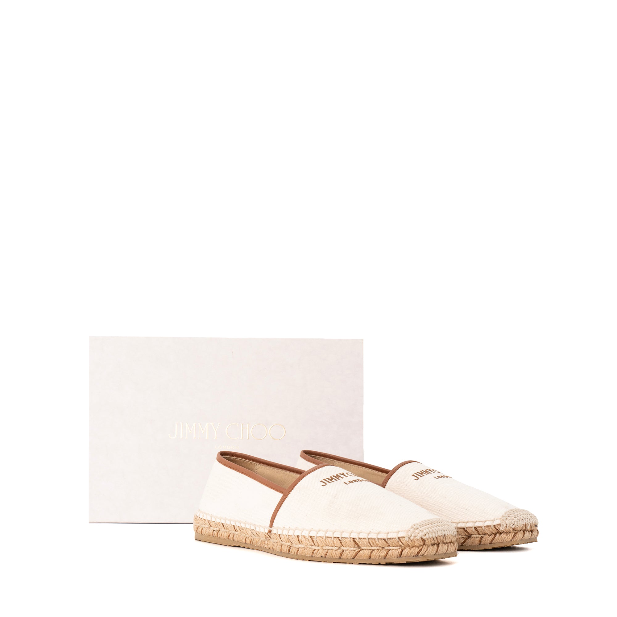 JIMMY CHOO - Espadrilles Jimmy Choo en toile et raphia beige (T41)