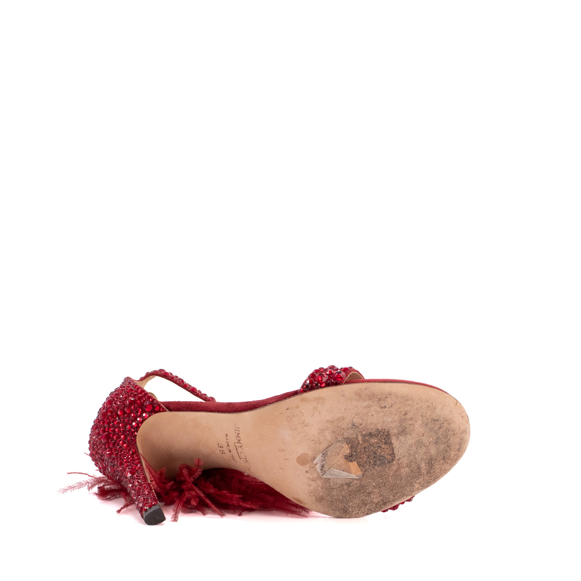 JIMMY CHOO - Sandales à talon Viola Jimmy Choo ornées de cristaux rouges