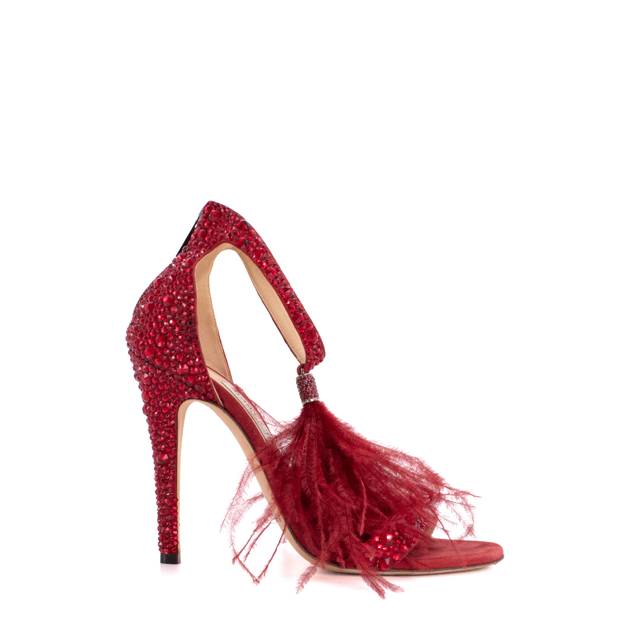 JIMMY CHOO - Sandales à talon Viola Jimmy Choo ornées de cristaux rouges