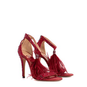 JIMMY CHOO - Sandales à talon Viola Jimmy Choo ornées de cristaux rouges