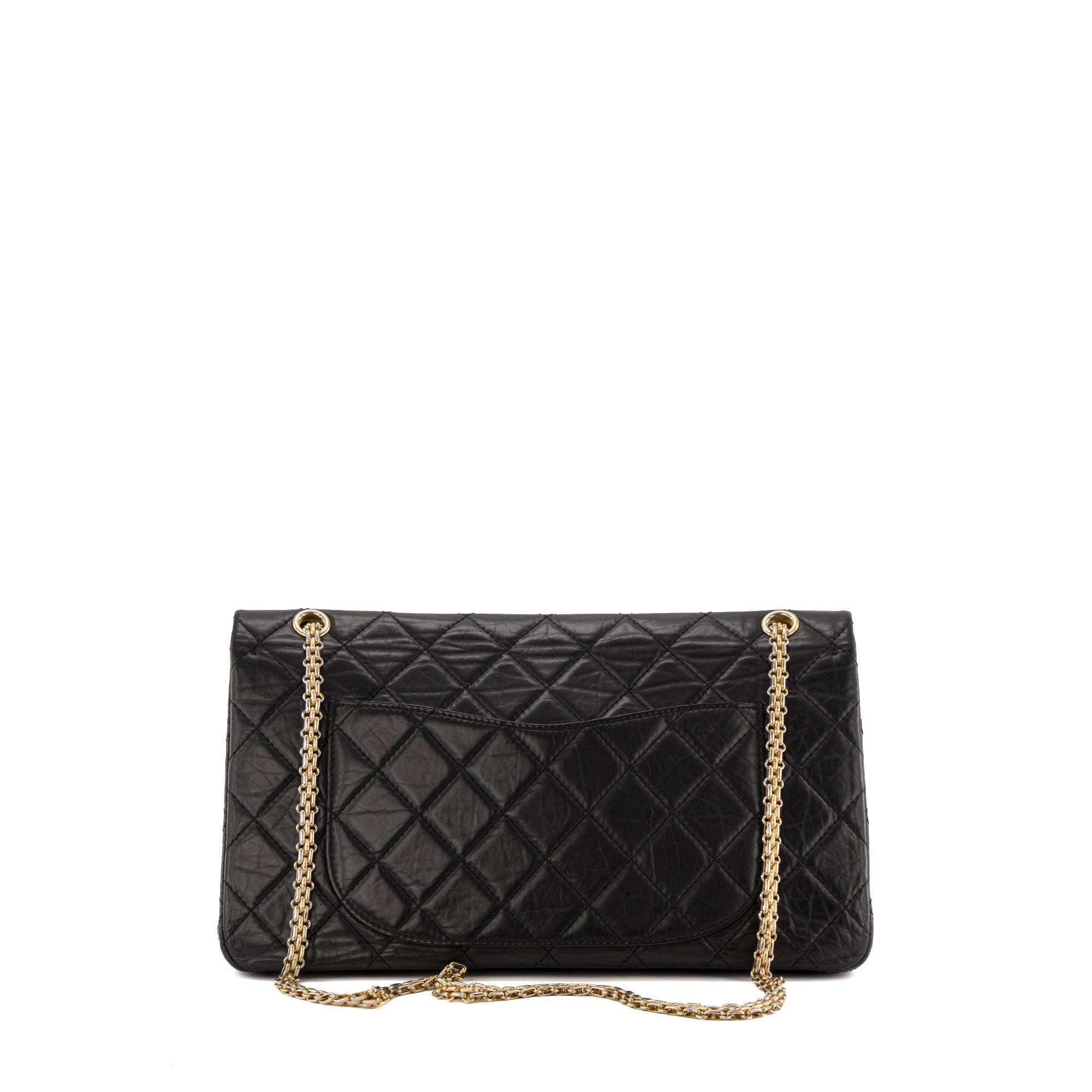 CHANEL - Sac à bandoulière 2.55 Maxi Jumbo Chanel en cuir froissé noir