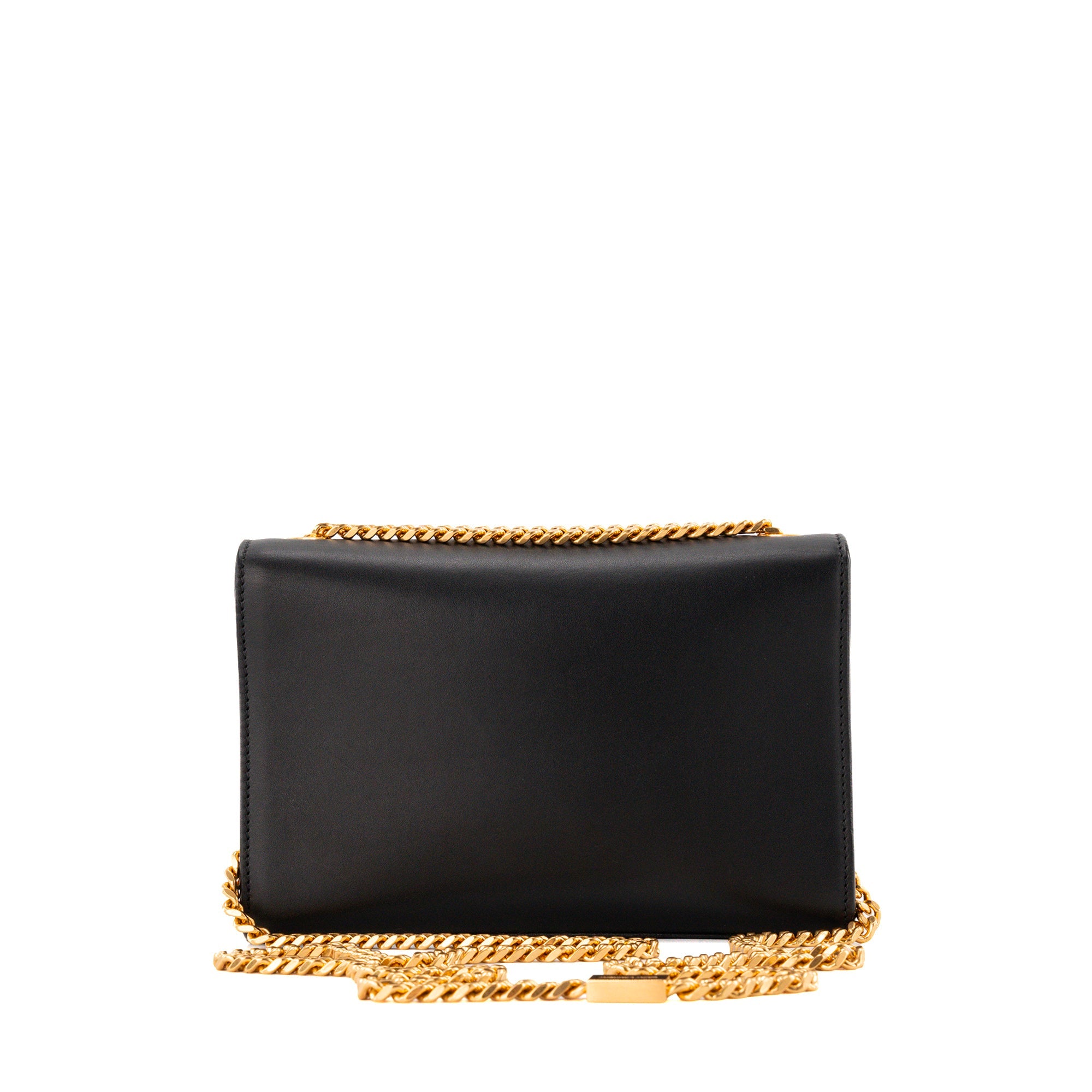 SAINT LAURENT - Sac à bandoulière Kate Saint Laurent en cuir lisse noir et bijouterie tricolore