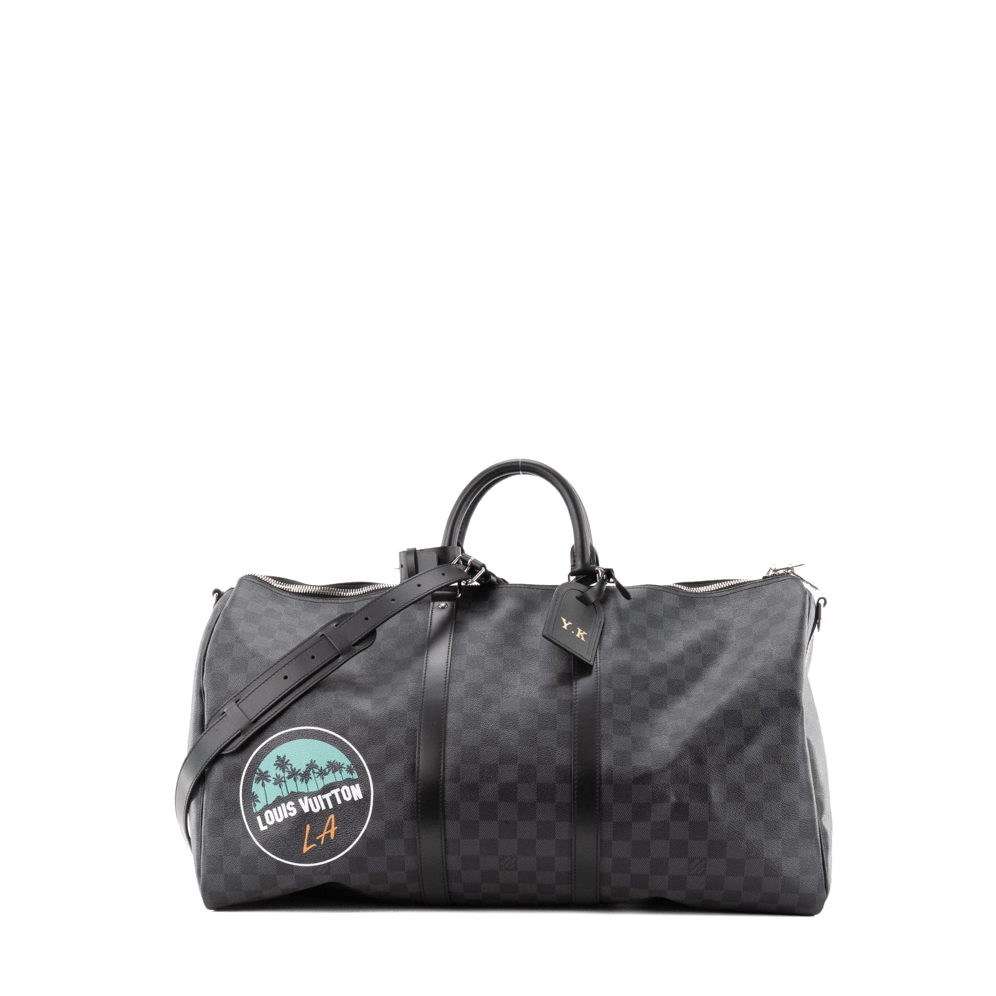 LOUIS VUITTON - Sac de voyage Keepall 55 Louis Vuitton en toile enduite damier graphite édition limitée