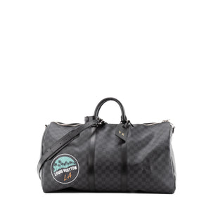 LOUIS VUITTON - Sac de voyage Keepall 55 Louis Vuitton en toile enduite damier graphite édition limitée