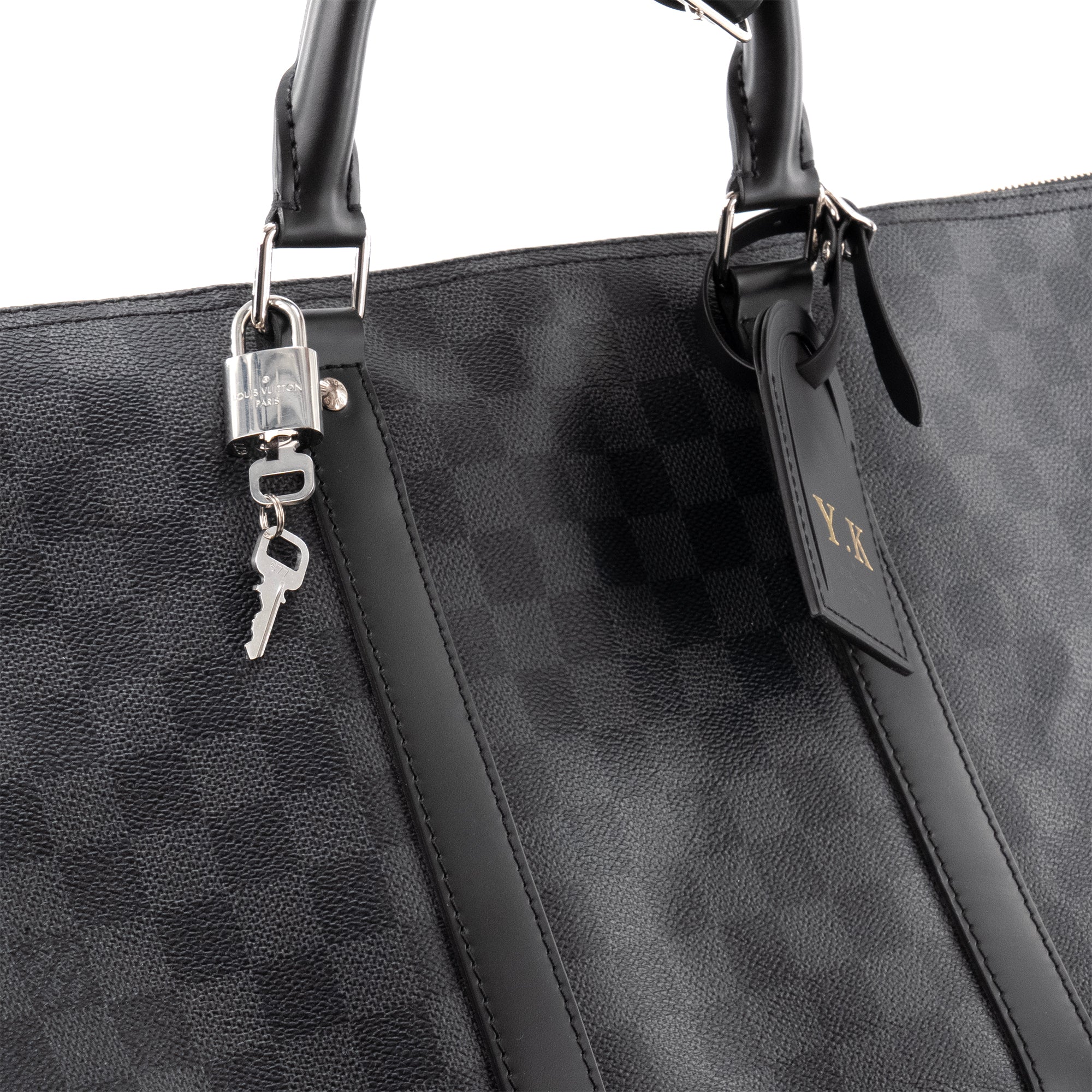 LOUIS VUITTON - Sac de voyage Keepall 55 Louis Vuitton en toile enduite damier graphite édition limitée
