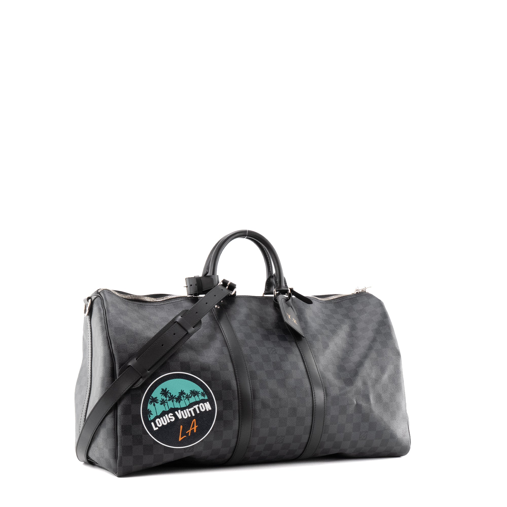 LOUIS VUITTON - Sac de voyage Keepall 55 Louis Vuitton en toile enduite damier graphite édition limitée