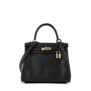 HERMÈS - Sac à bandoulière Kelly 25 Hermès en cuir de veau swift noir HSS