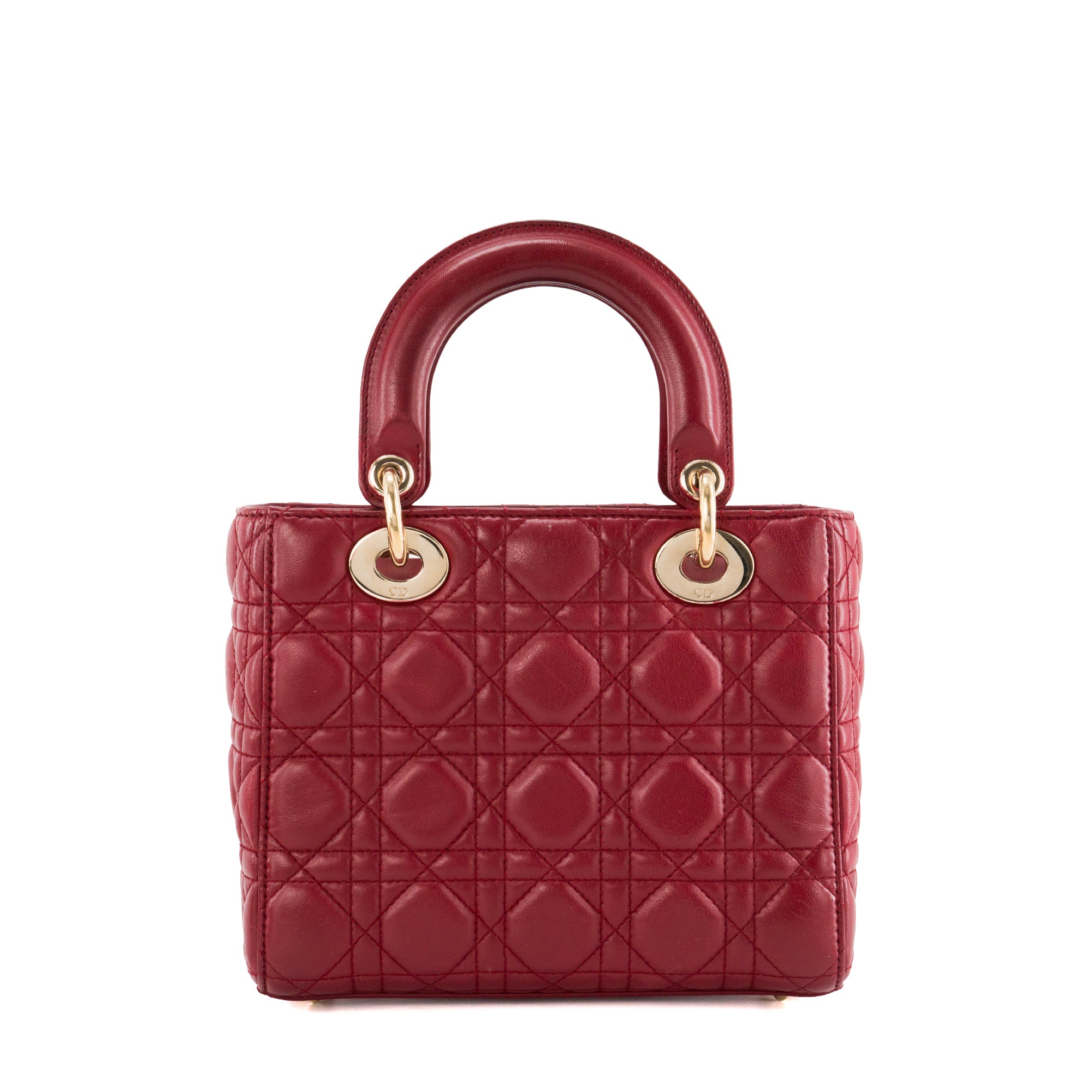 DIOR -  Sac à bandoulière Lady Dior Small Dior en cuir lisse rouge