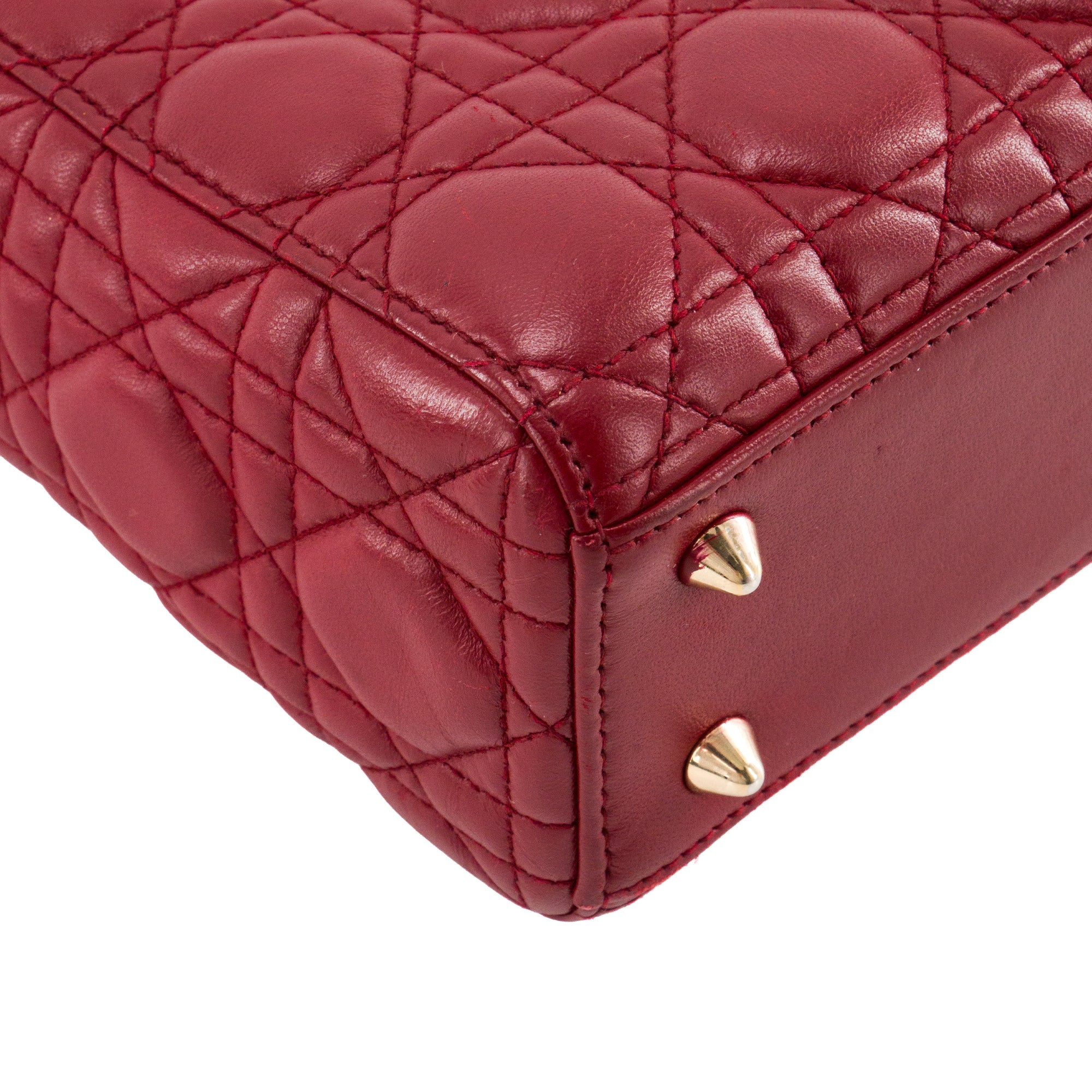 DIOR -  Sac à bandoulière Lady Dior Small Dior en cuir lisse rouge