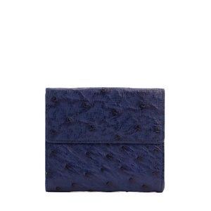 LOEWE - Porte-monnaie Loewe en cuir d'autruche bleu marine vintage