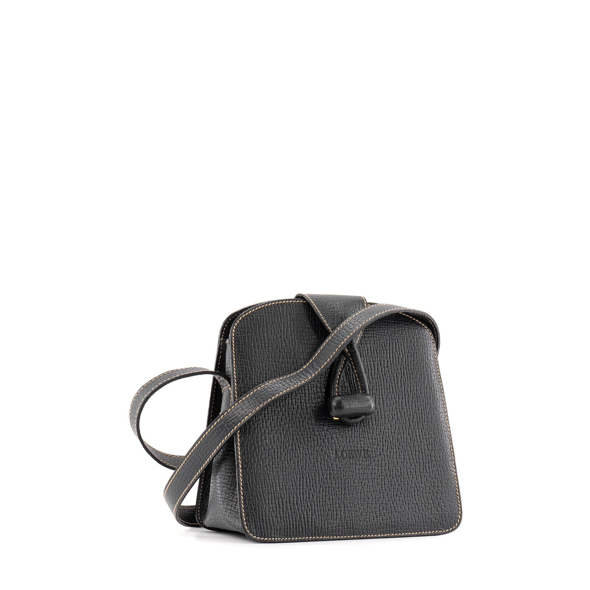 LOEWE - Sac à bandoulière Loewe en cuir grainé bleu marine vintage