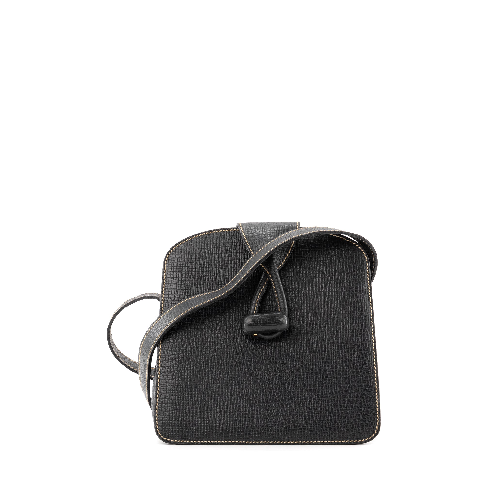 LOEWE - Sac à bandoulière Loewe en cuir grainé bleu marine vintage