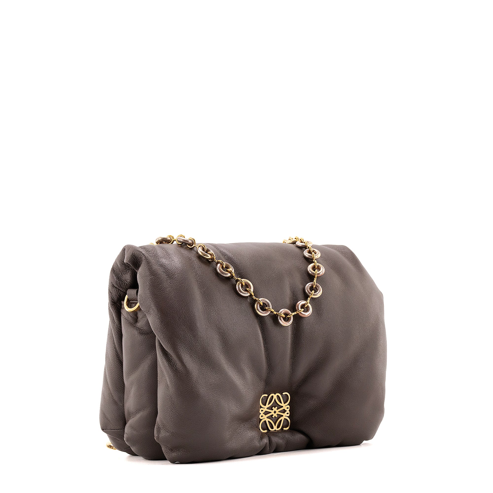 LOEWE - Sac à épaule Goya Puffer Loewe en cuir marron