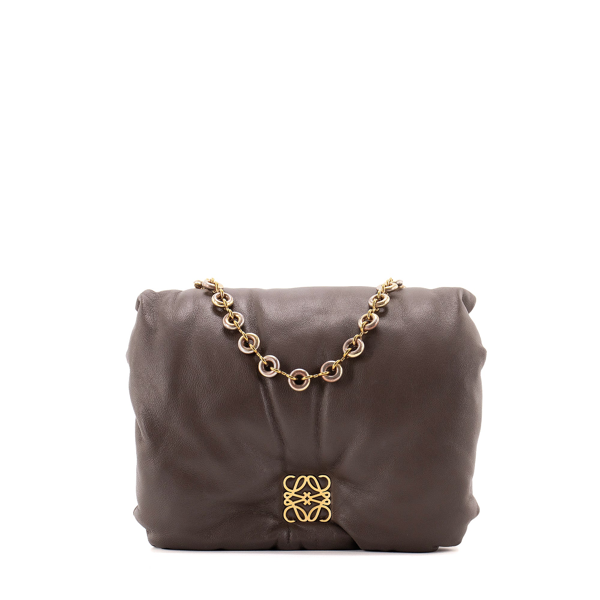 LOEWE - Sac à épaule Goya Puffer Loewe en cuir marron