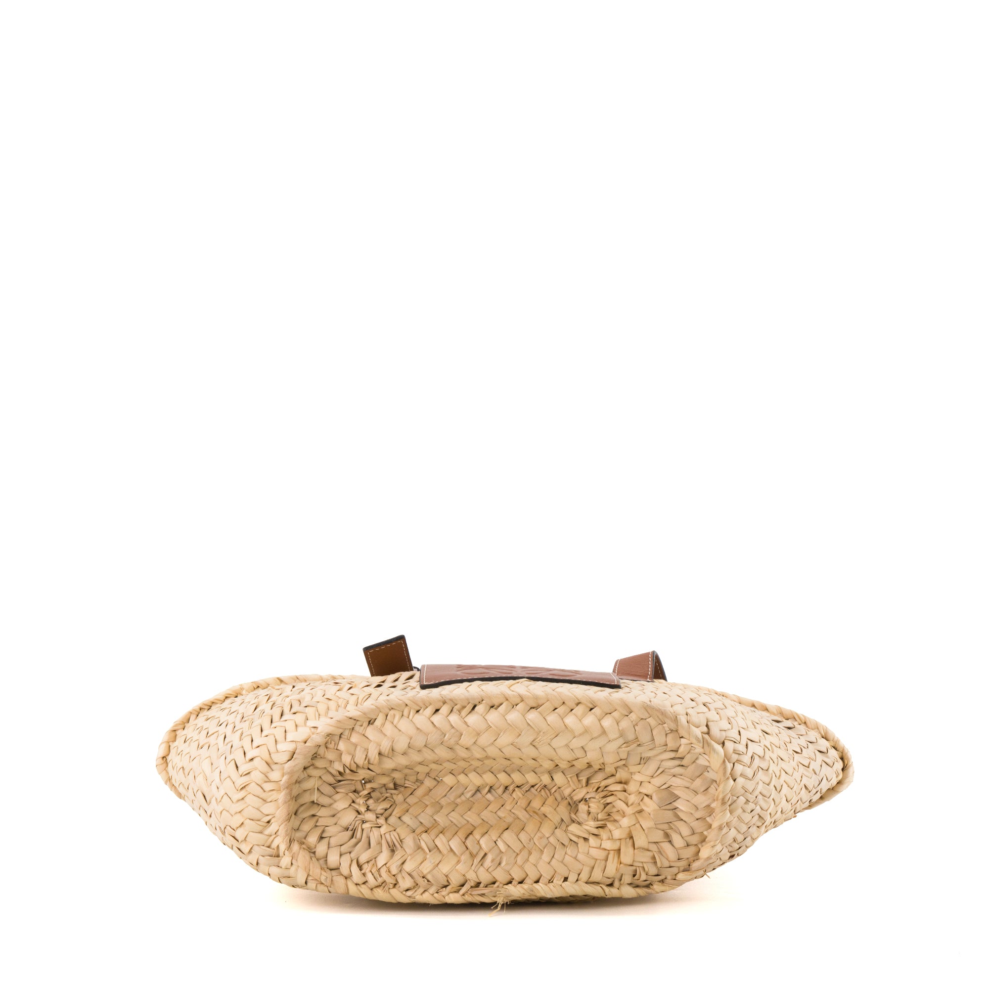 LOEWE - Sac cabas Panier PM Loewe en fibres de palmiers et cuir marron