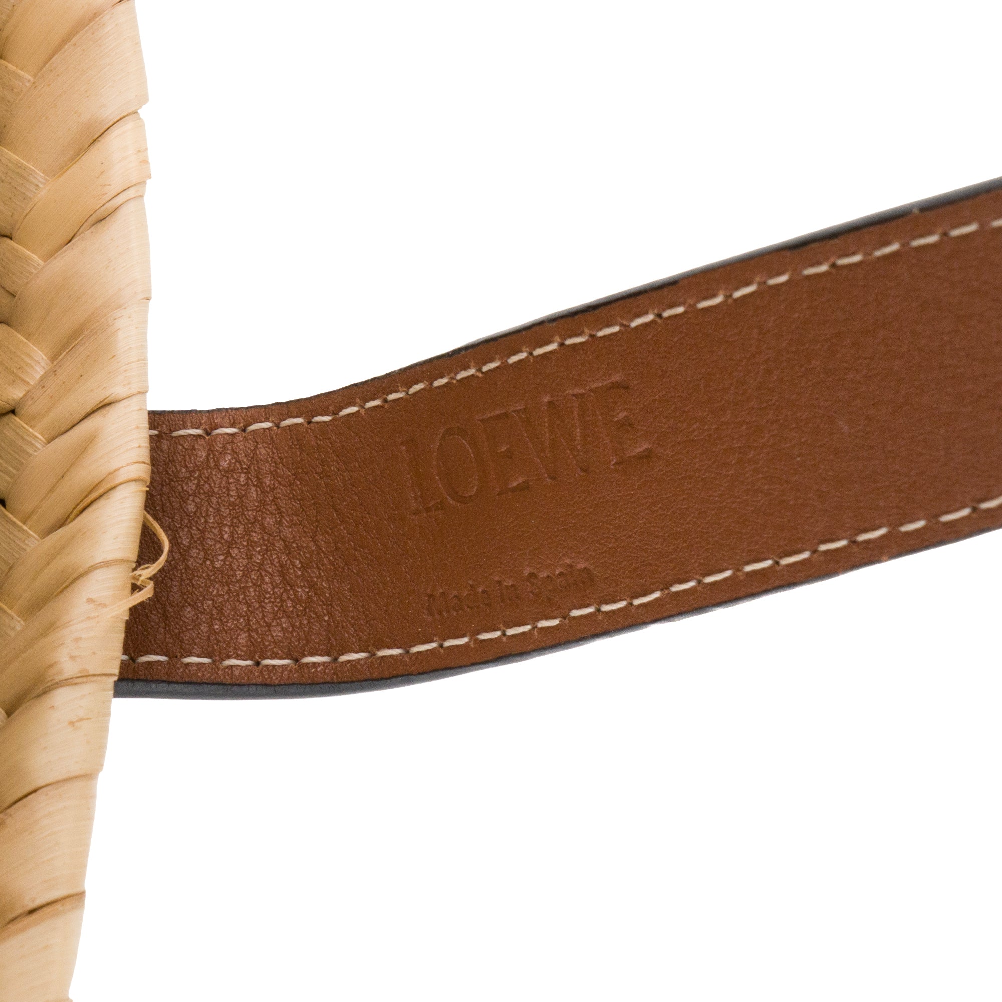 LOEWE - Sac cabas Panier PM Loewe en fibres de palmiers et cuir marron