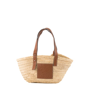 LOEWE - Sac cabas Panier PM Loewe en fibres de palmiers et cuir marron