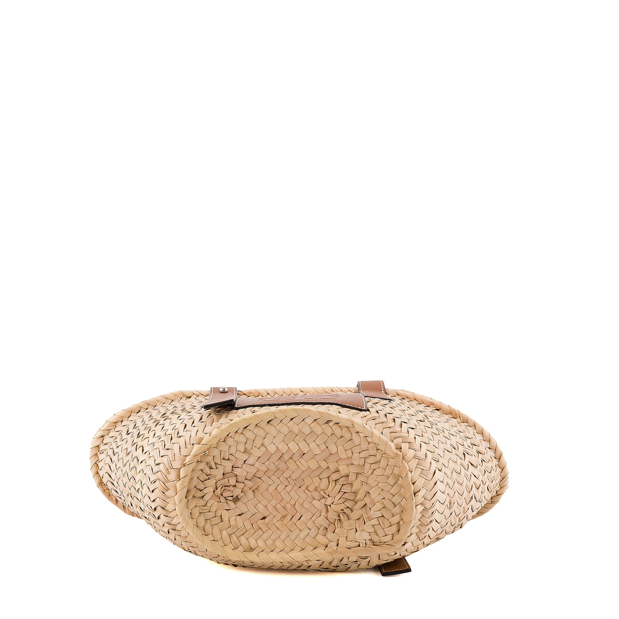 LOEWE - Sac cabas Panier PM Loewe en fibres de palmiers et cuir marron