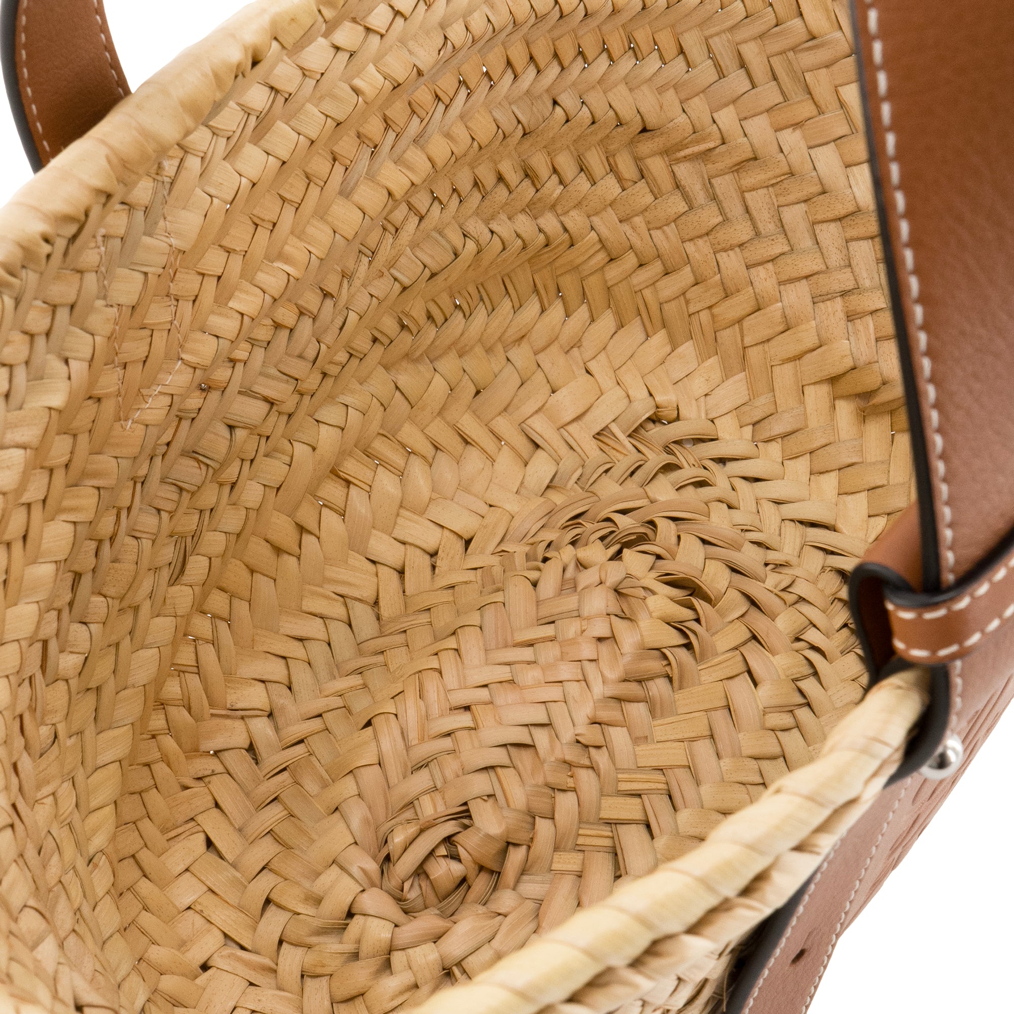 LOEWE - Sac cabas Panier PM Loewe en fibres de palmiers et cuir marron