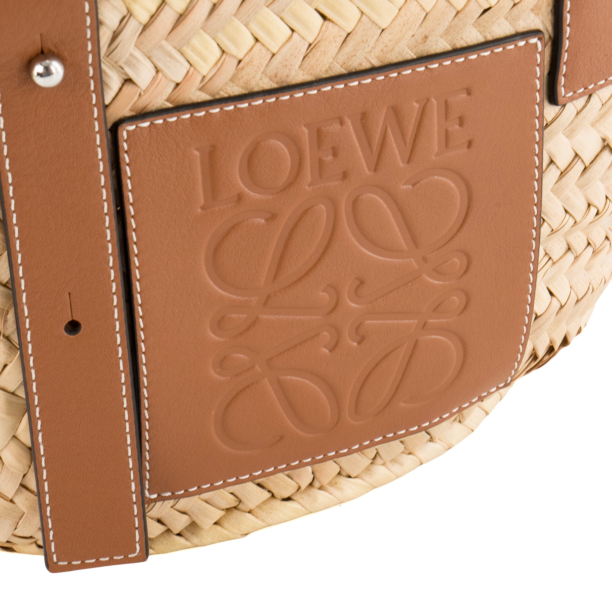 LOEWE - Sac cabas Panier PM Loewe en fibres de palmiers et cuir marron