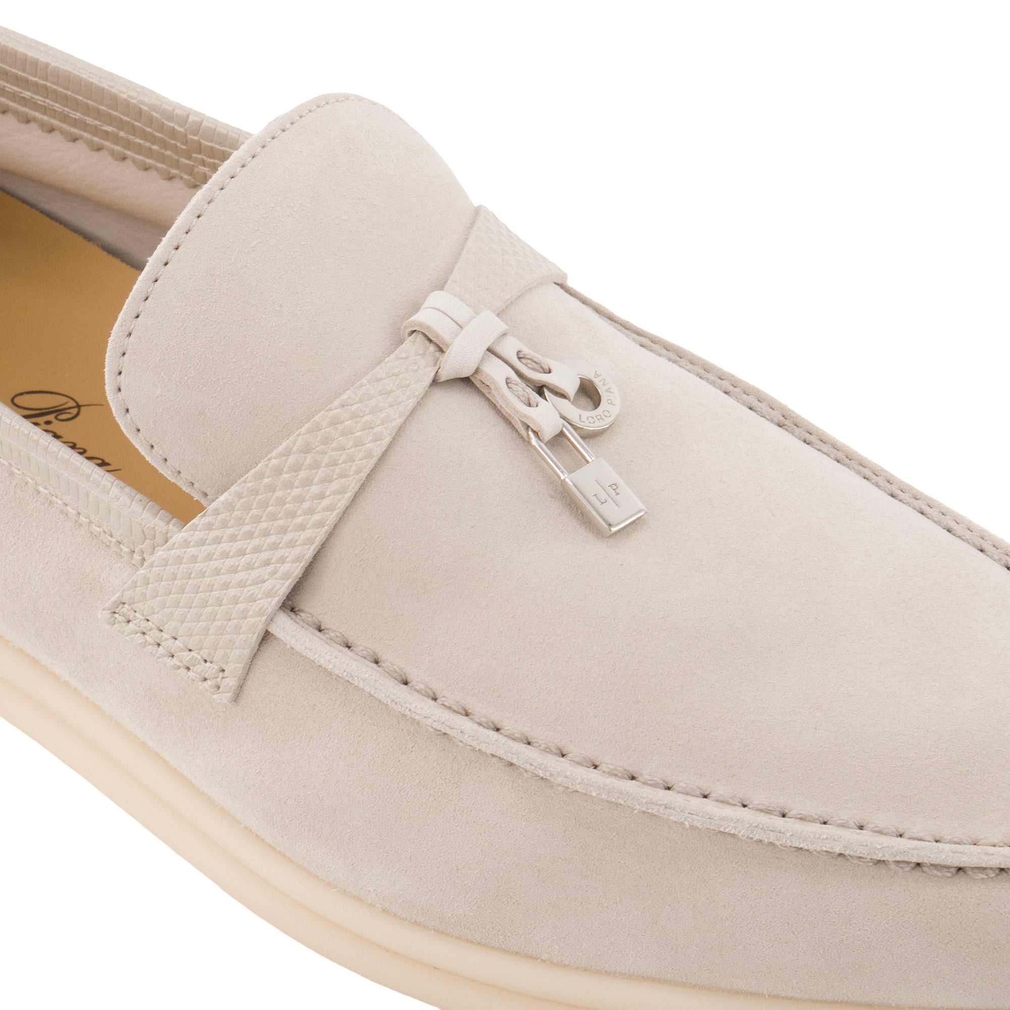 LORO PIANA - Mocassins Summer Charms Walk Loro Piana en daim et empiècements en cuir exotique lézard (T39)