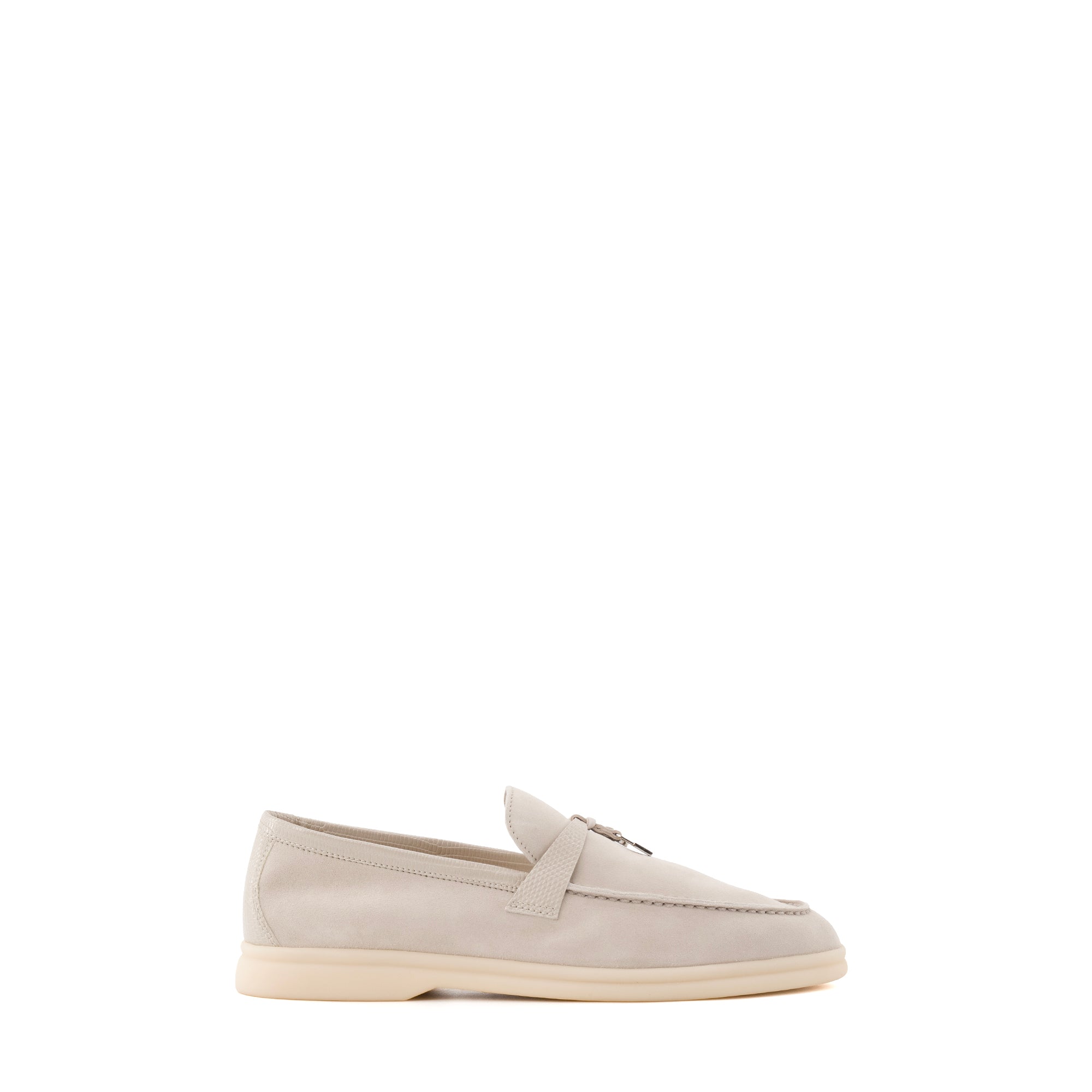 LORO PIANA - Mocassins Summer Charms Walk Loro Piana en daim et empiècements en cuir exotique lézard (T39)