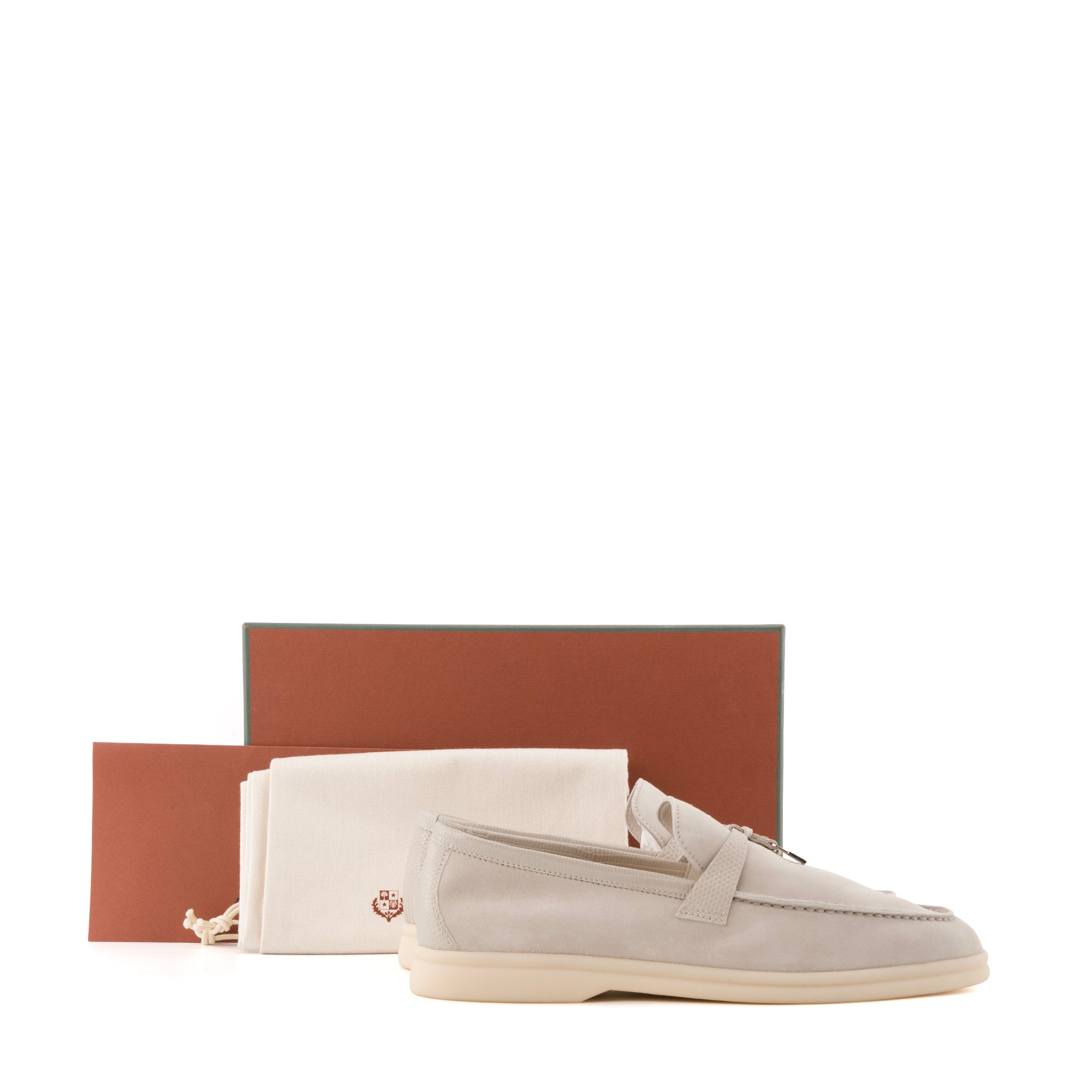 LORO PIANA - Mocassins Summer Charms Walk Loro Piana en daim et empiècements en cuir exotique lézard (T39)