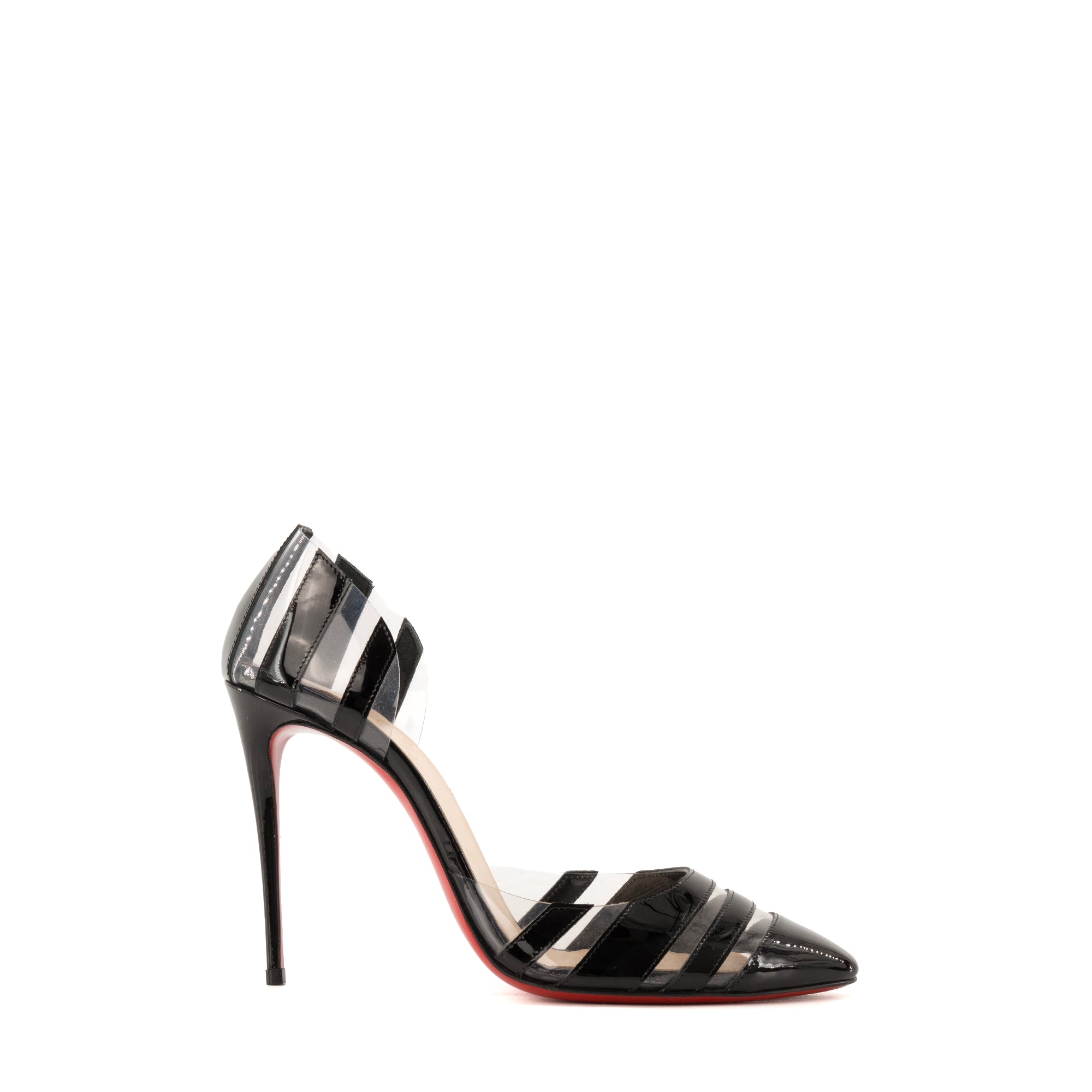 LOUBOUTIN - Escarpins Gabriella Louboutin en pvc et cuir verni noir (T38)