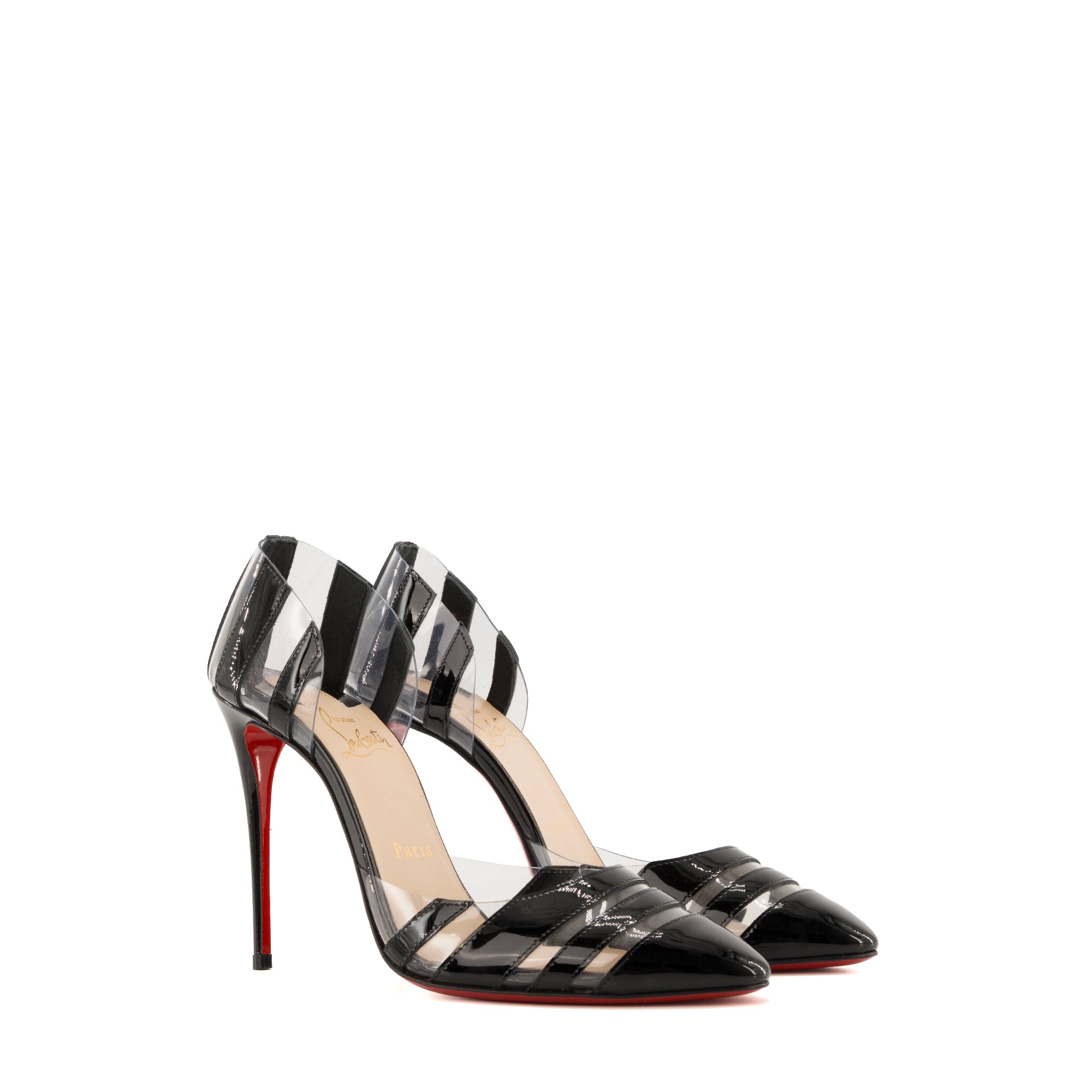 LOUBOUTIN - Escarpins Gabriella Louboutin en pvc et cuir verni noir (T38)