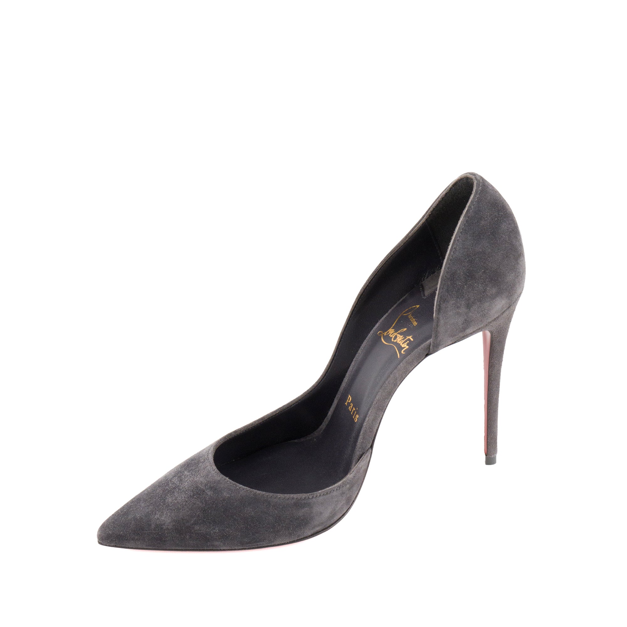 LOUBOUTIN - Escarpins Iriza Louboutin en daim gris (T38)