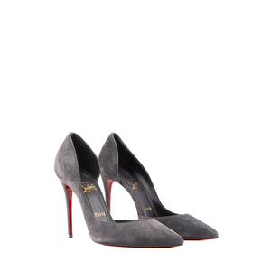 LOUBOUTIN - Escarpins Iriza Louboutin en daim gris (T38)