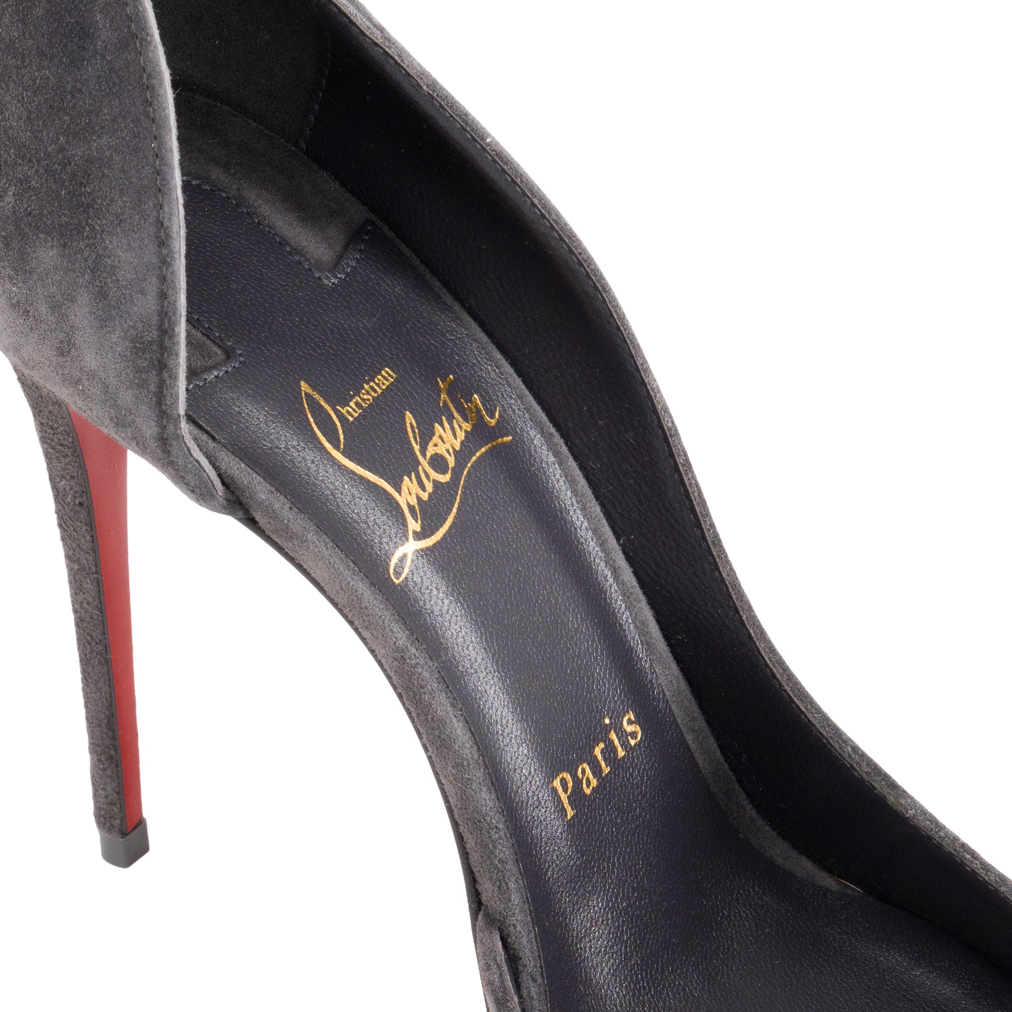 LOUBOUTIN - Escarpins Iriza Louboutin en daim gris (T38)