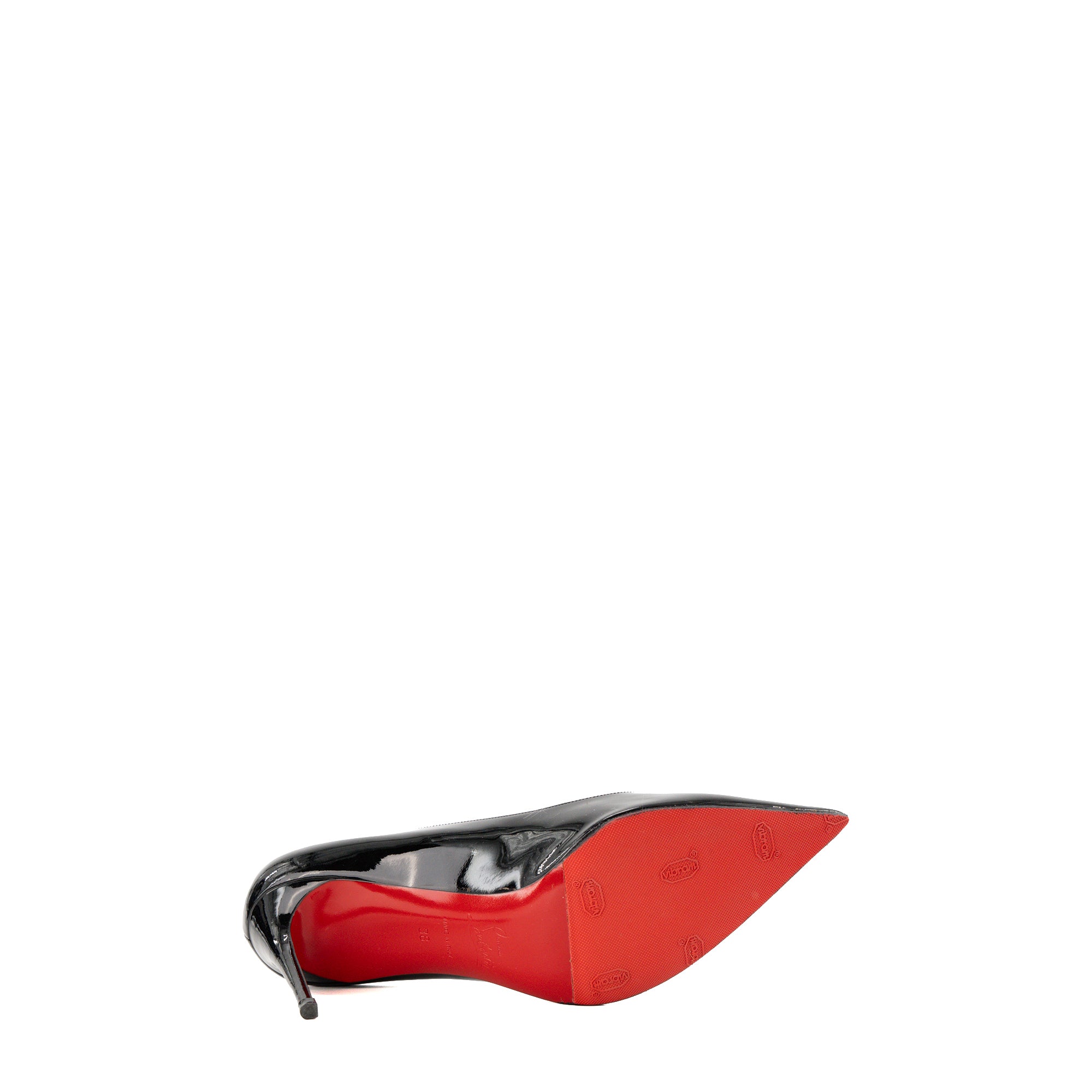 LOUBOUTIN - Escarpins Kate Louboutin en cuir verni noir (T38)