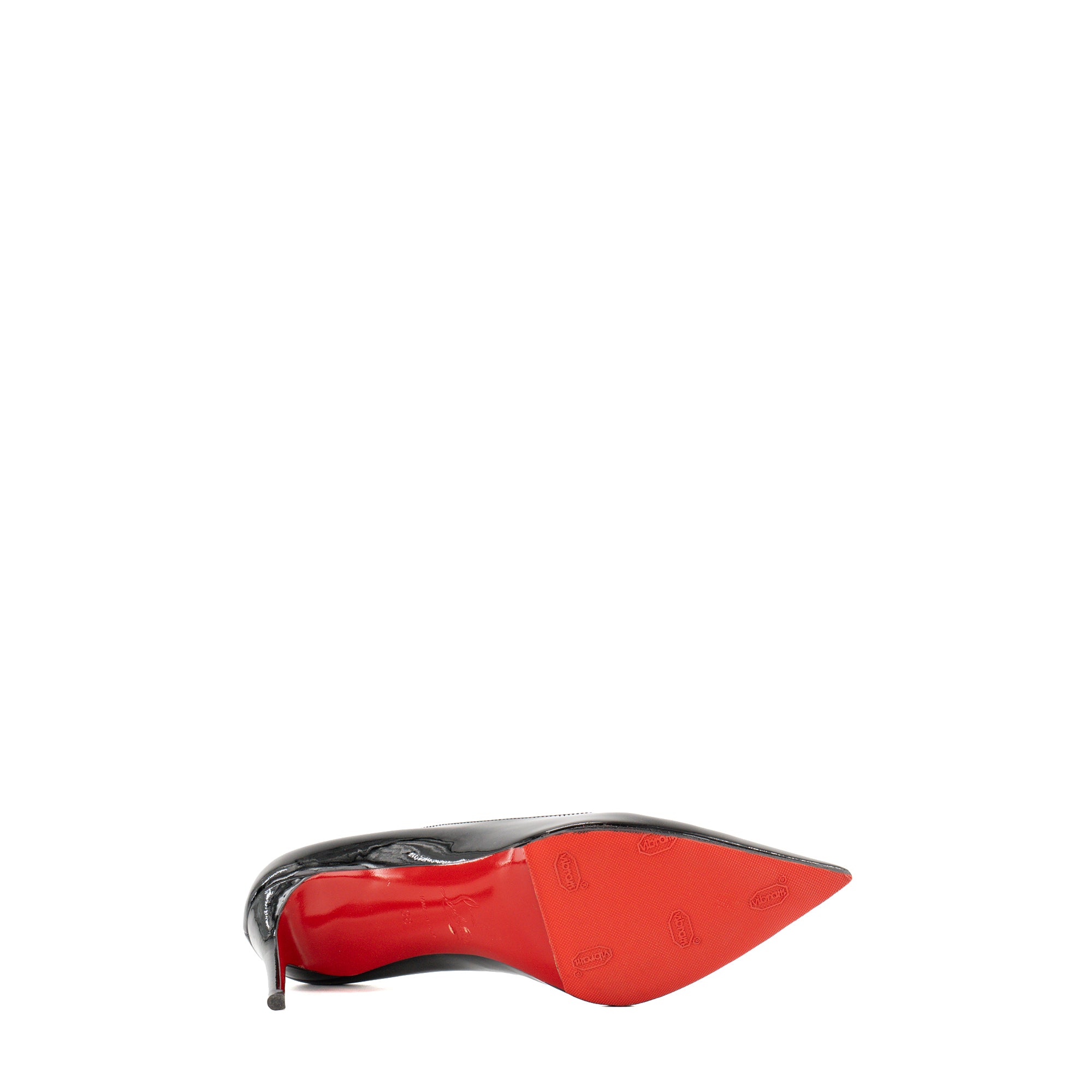 LOUBOUTIN - Escarpins Kate Louboutin en cuir verni noir (T38)