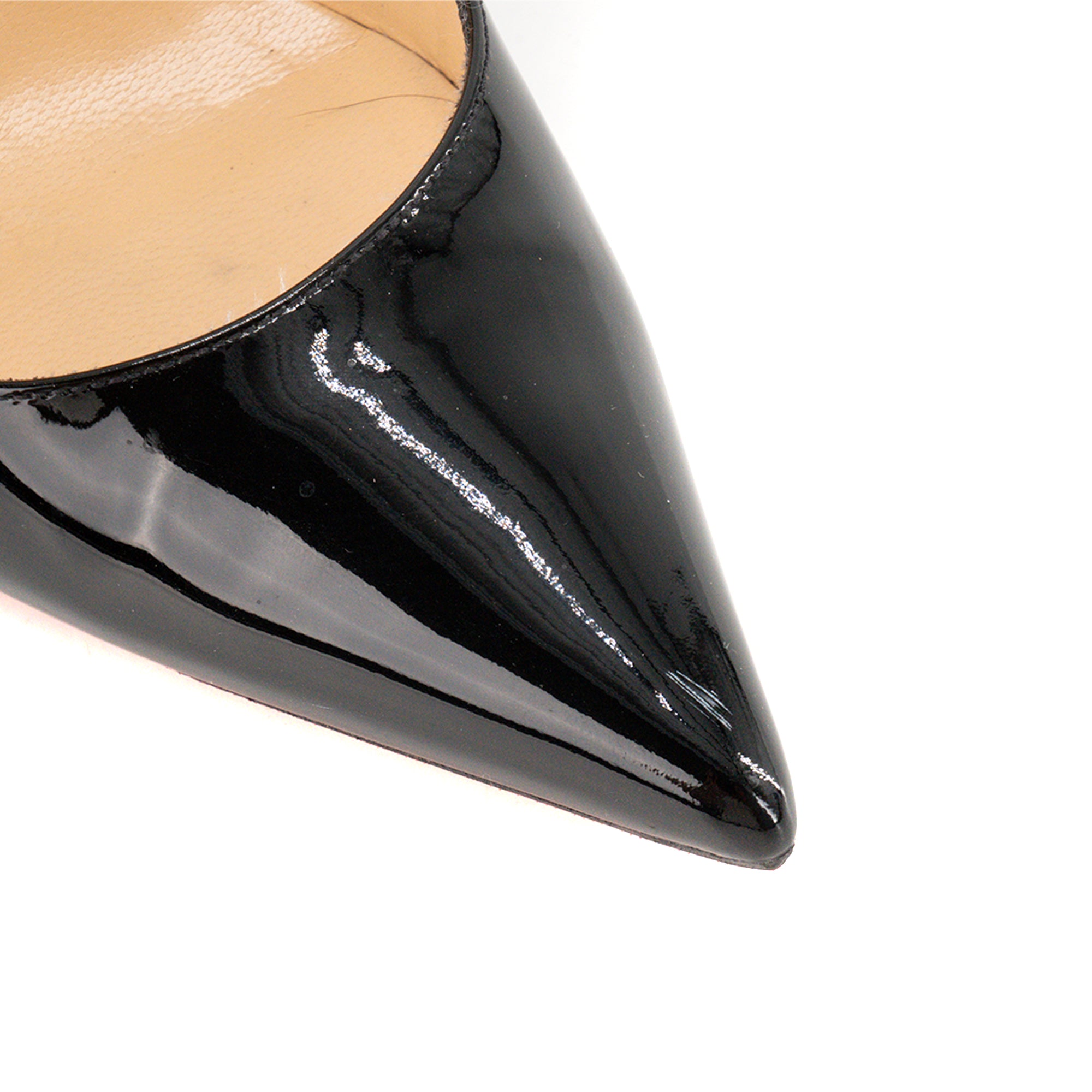 LOUBOUTIN - Escarpins Kate Louboutin en cuir verni noir (T38)