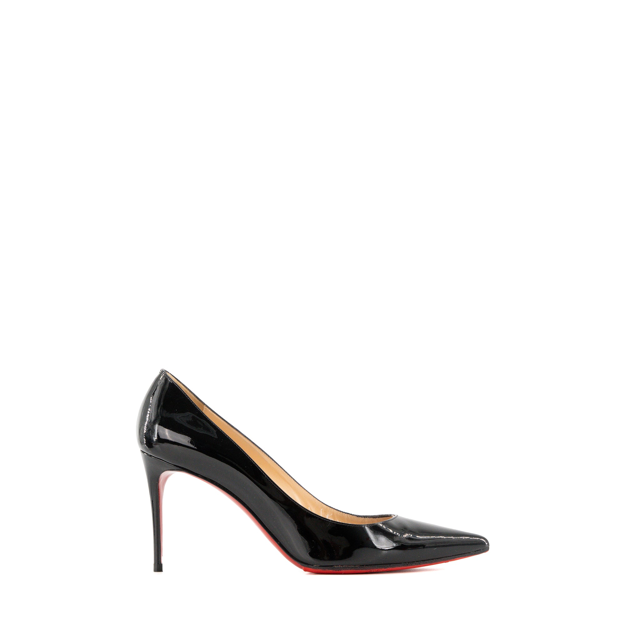LOUBOUTIN - Escarpins Kate Louboutin en cuir verni noir (T38)