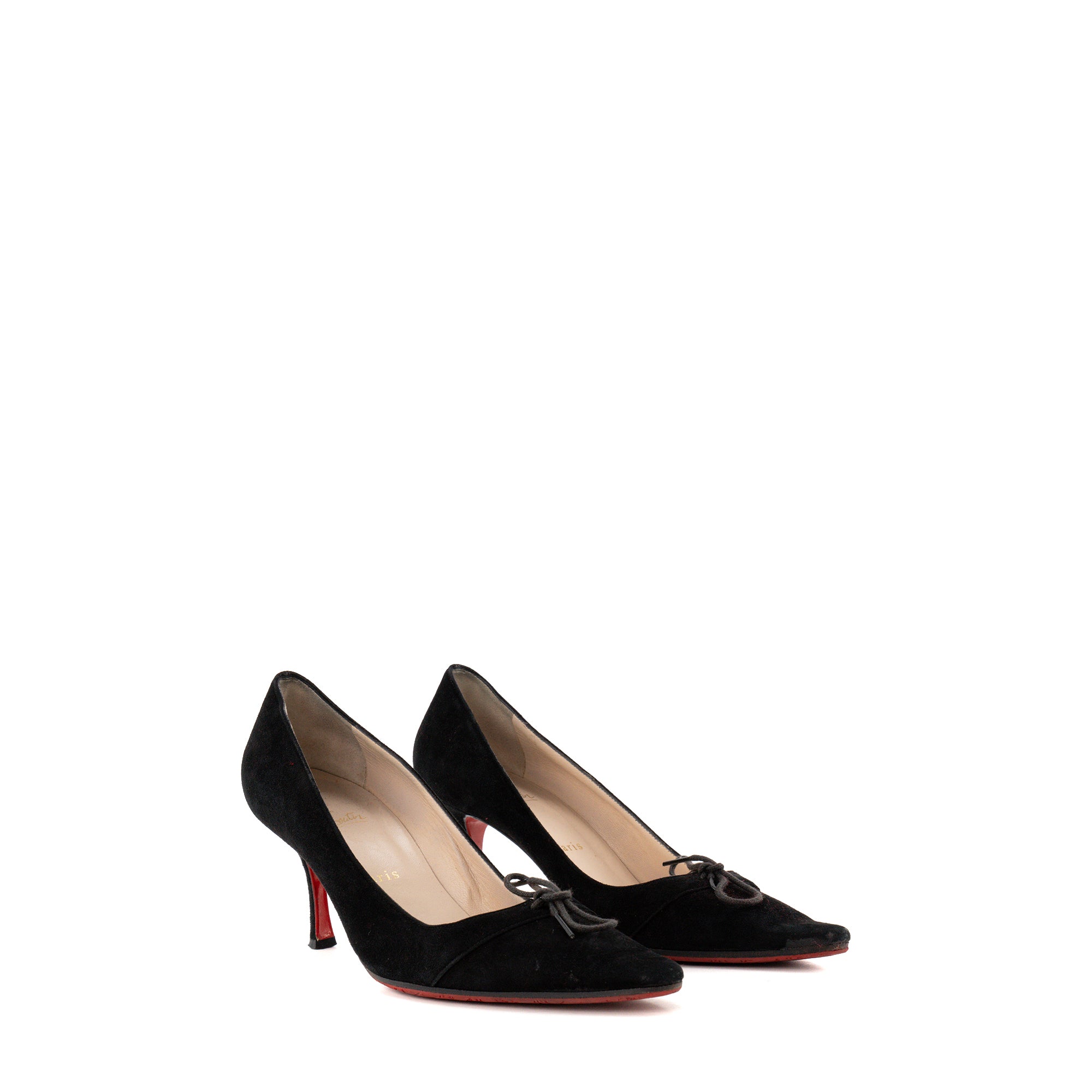LOUBOUTIN - Escarpins Louboutin en nubuck noir (T39,5)