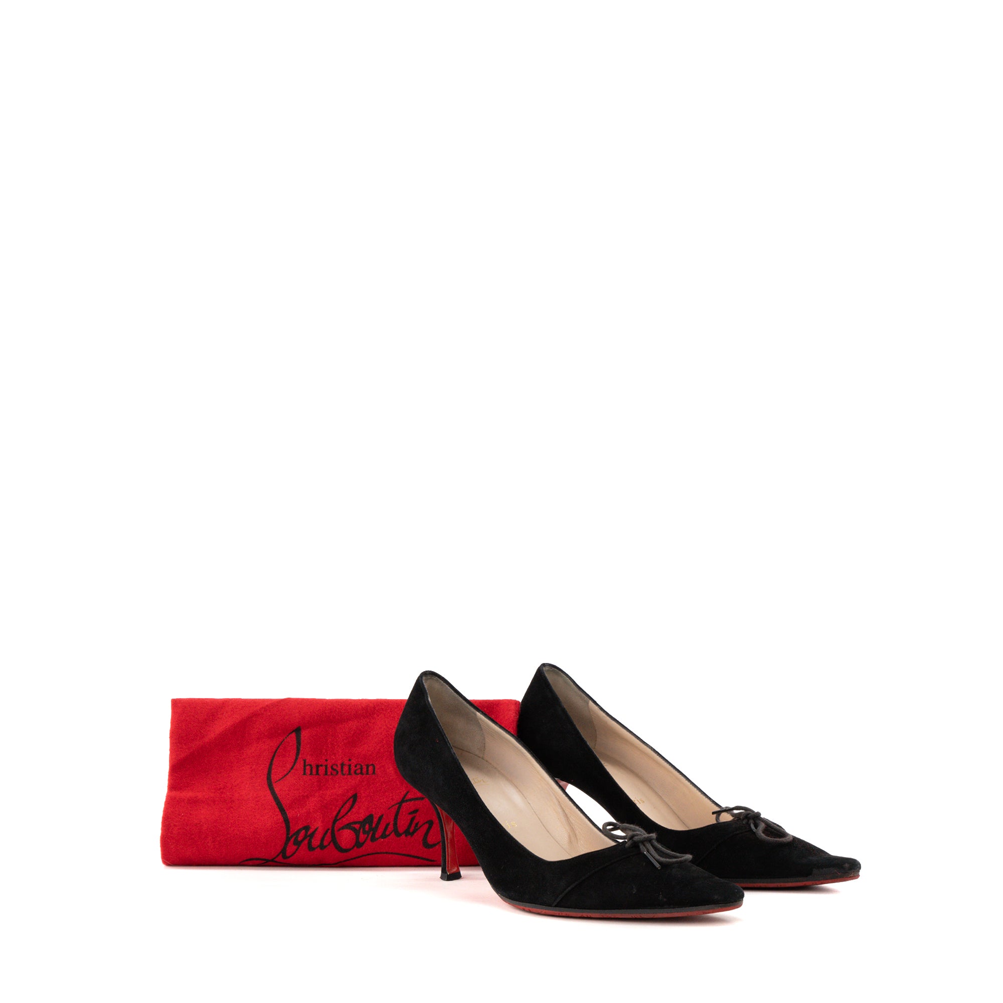 LOUBOUTIN - Escarpins Louboutin en nubuck noir (T39,5)