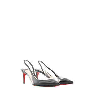 LOUBOUTIN - Escarpins Optisexy 70 Louboutin en cuir noir et pvc transparent (T37)