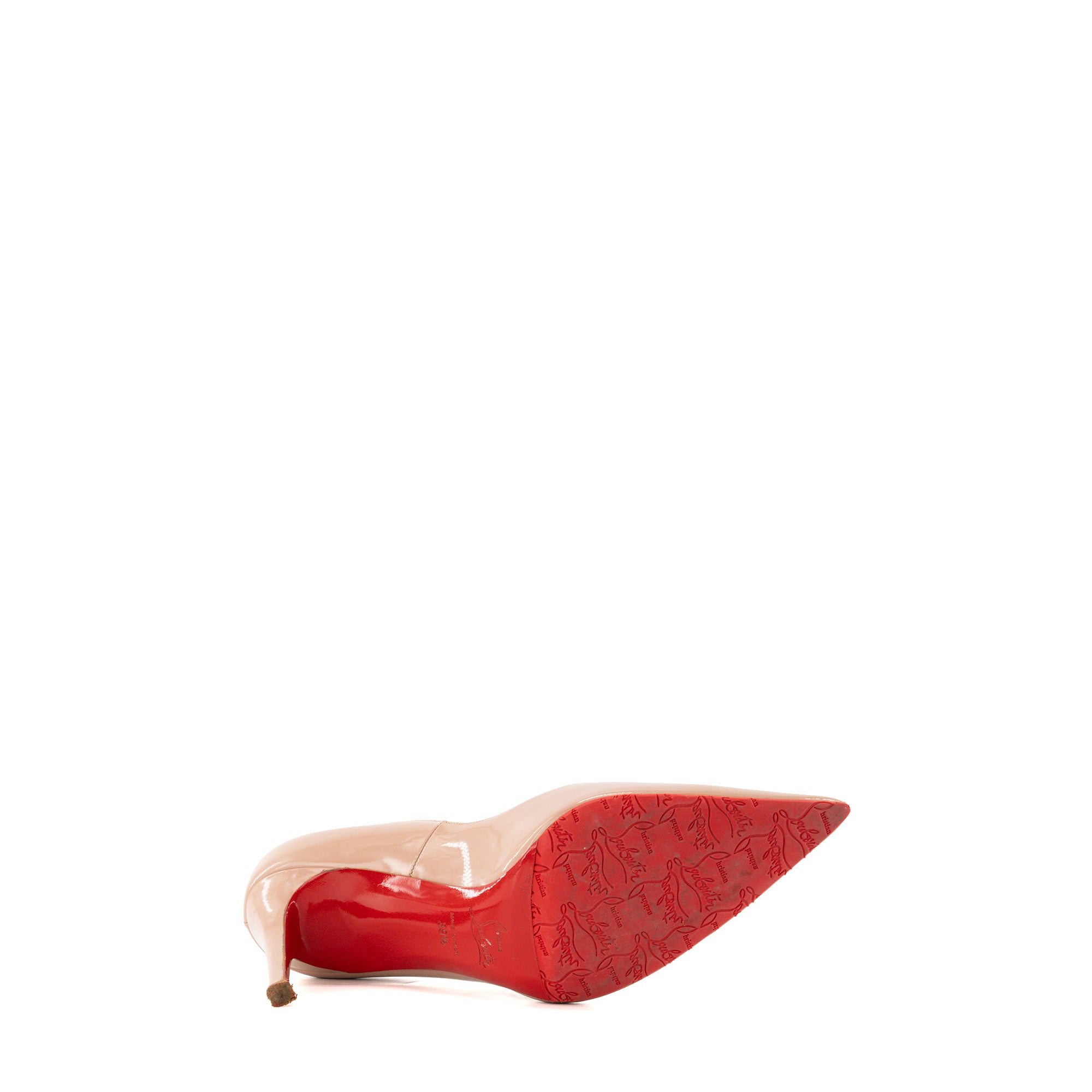 LOUBOUTIN - Escarpins Pigale Louboutin en cuir verni beige (T39,5)