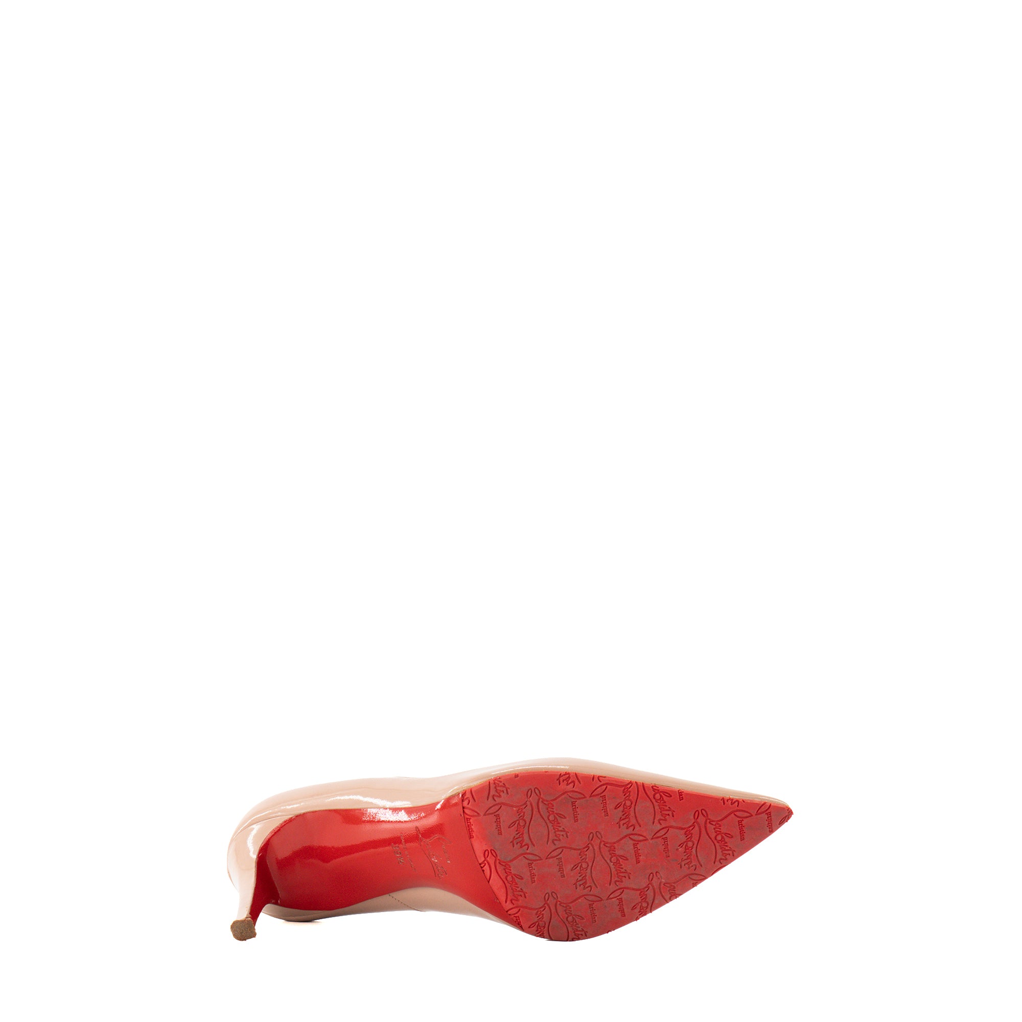 LOUBOUTIN - Escarpins Pigale Louboutin en cuir verni beige (T39,5)