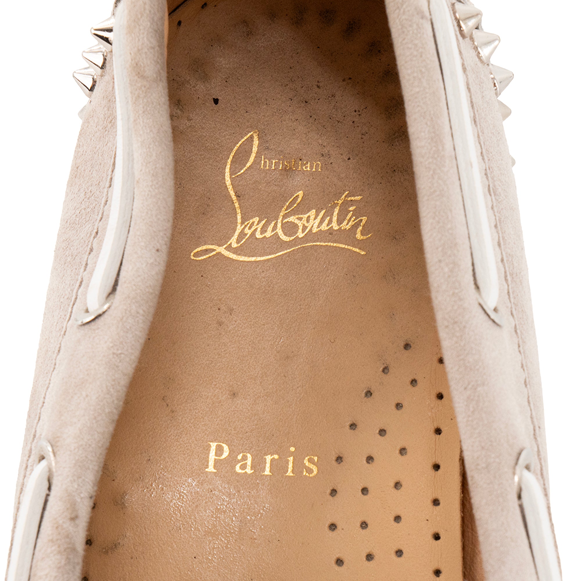 LOUBOUTIN - Mocassins Steckel Spikes Louboutin en daim gris (T43)