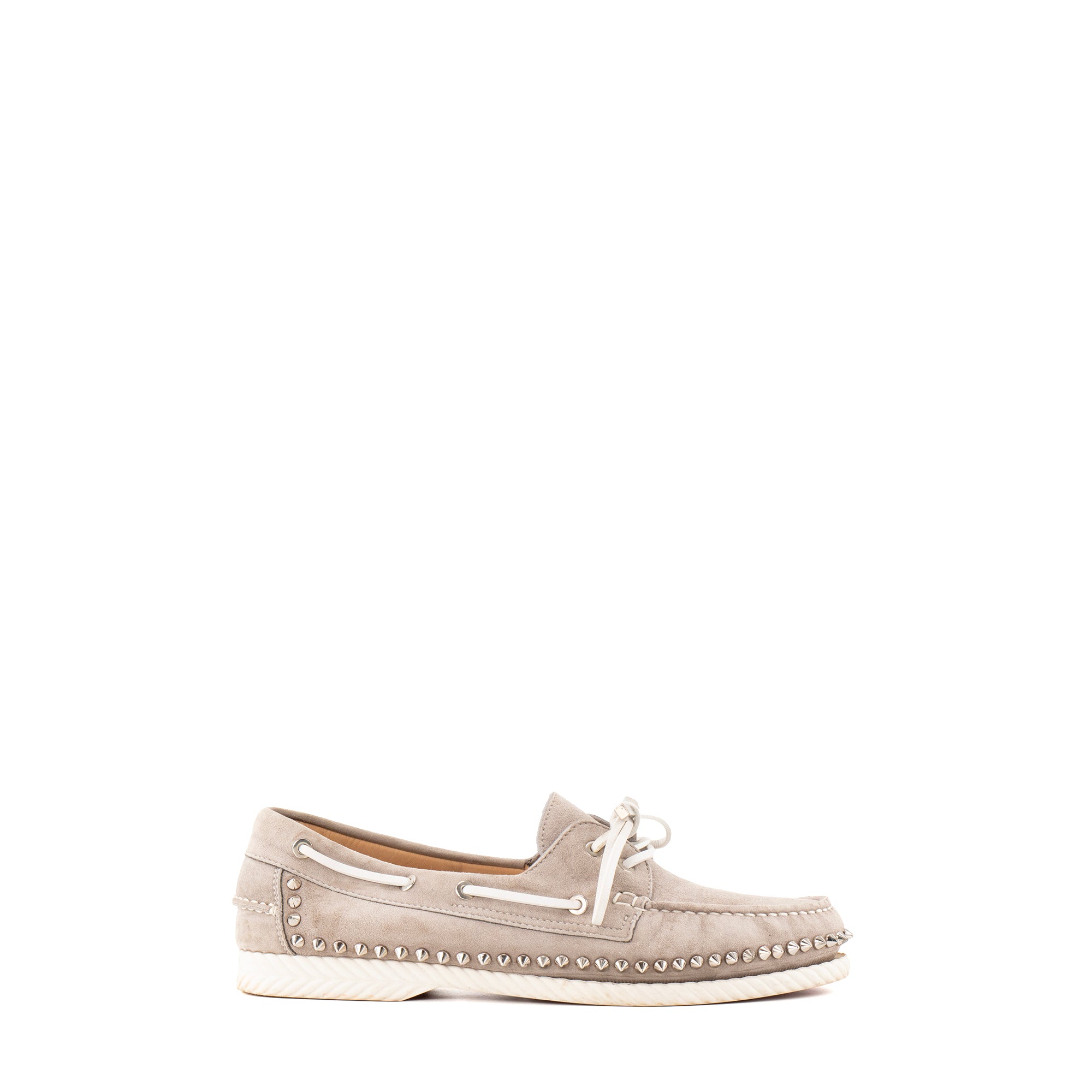 LOUBOUTIN - Mocassins Steckel Spikes Louboutin en daim gris (T43)
