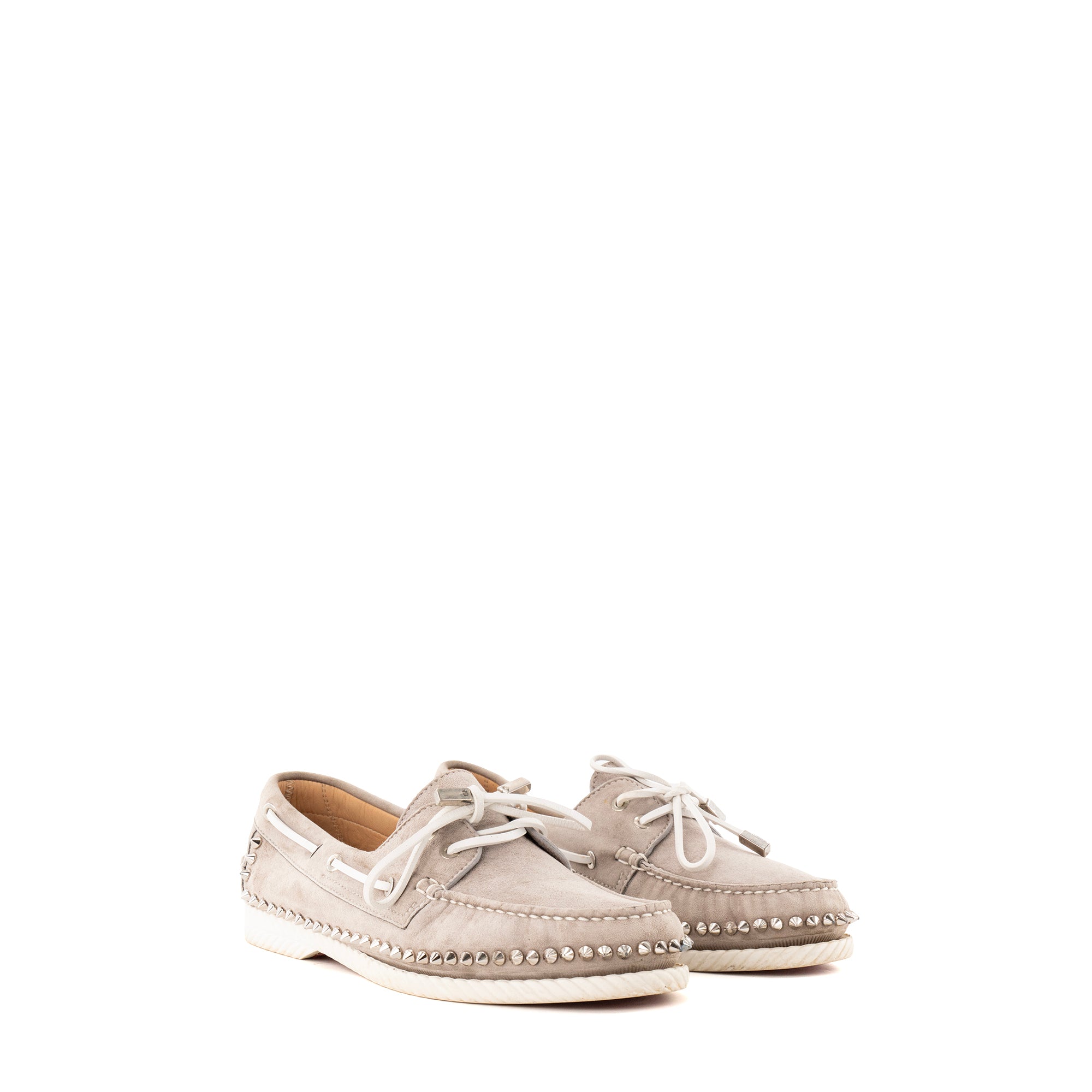 LOUBOUTIN - Mocassins Steckel Spikes Louboutin en daim gris (T43)