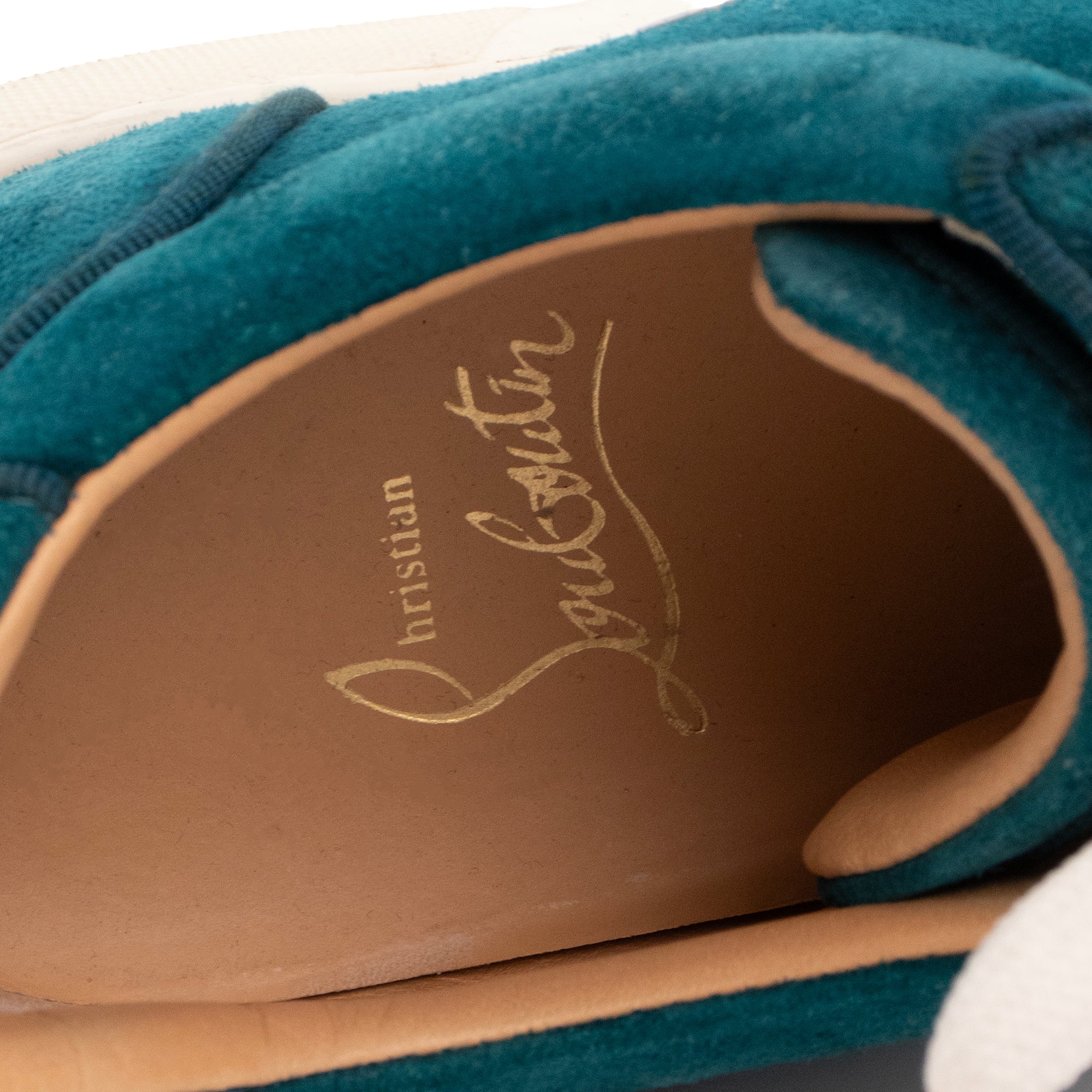LOUBOUTIN - Louis Junior Spikes Louboutin sneakers in duck blue suede (T36)