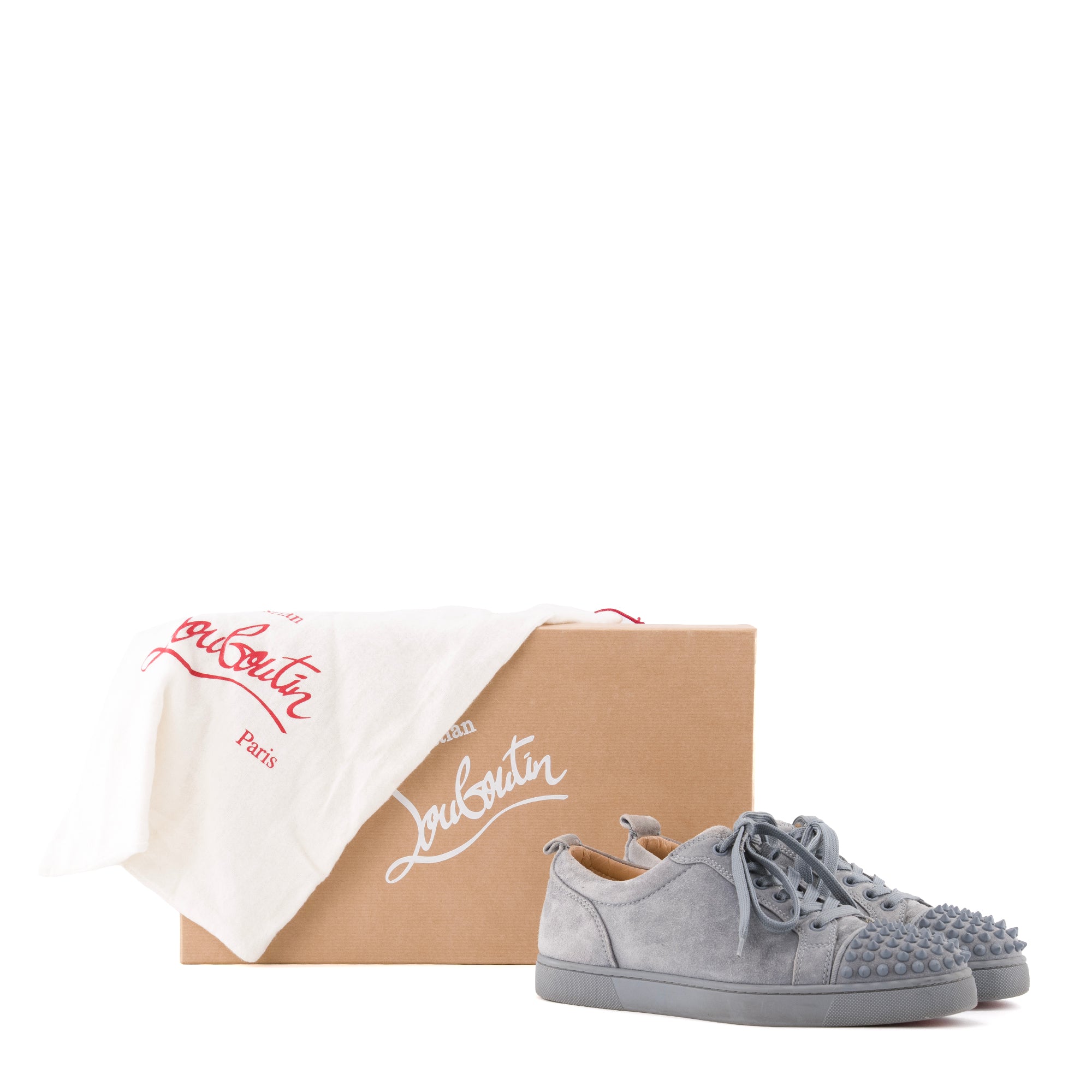 LOUBOUTIN - Sneakers Louis Junior Spikes Louboutin en daim bleu (T39)