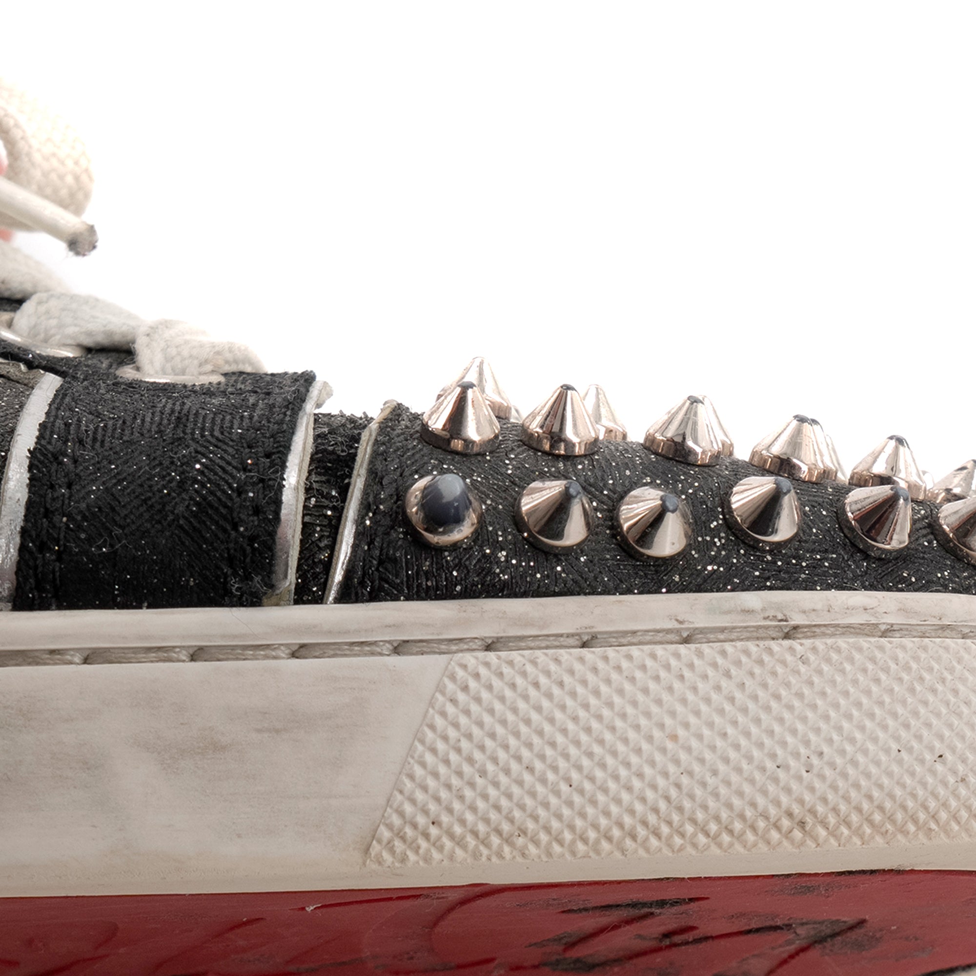 LOUBOUTIN - Sneakers Vieira 2 Flat Louboutin toile noire pailletée (T36)